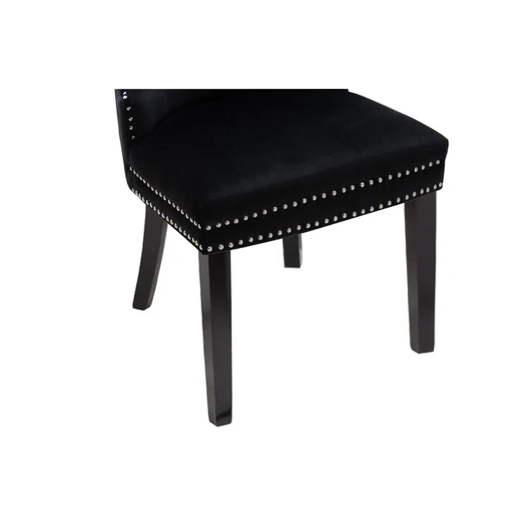 Erica Wood Legs Chair Finish with Velvet Fabric in  Black - Image 6