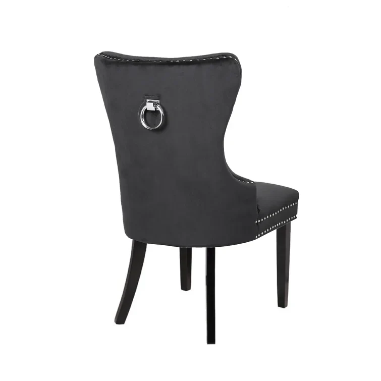 Erica Wood Legs Chair Finish with Velvet Fabric in  Black - Image 7