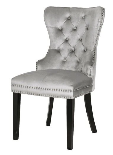 Erica Wood Legs Chair Finish with Velvet Fabric in Light Gray - Image 6