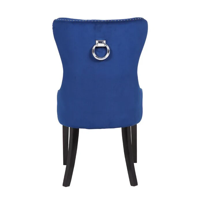 Erica Wood Legs Chair Finish with Velvet Fabric in Navy - Image 6