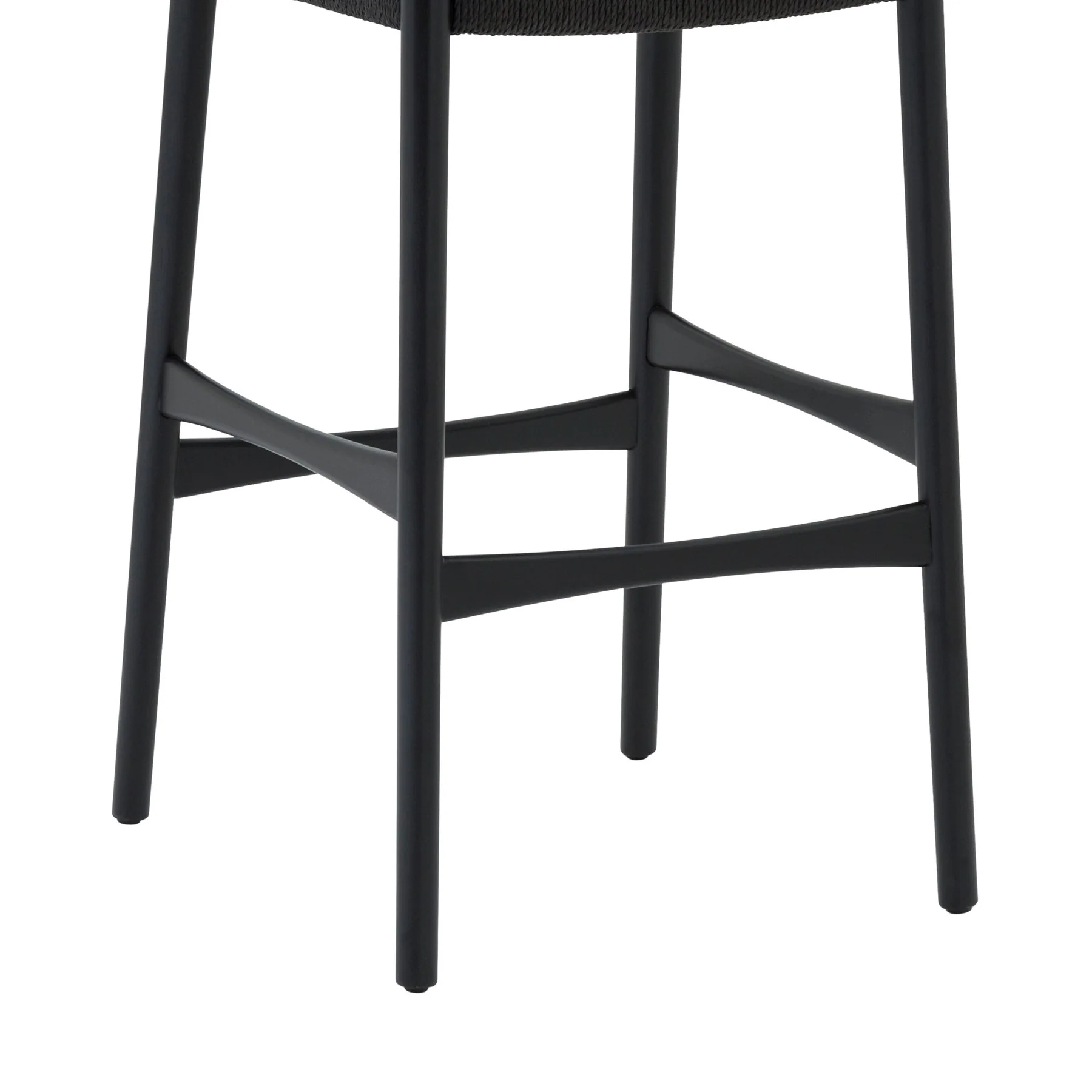Erie Black Woven Paper Cord and Wood Bar Stool - Image 7