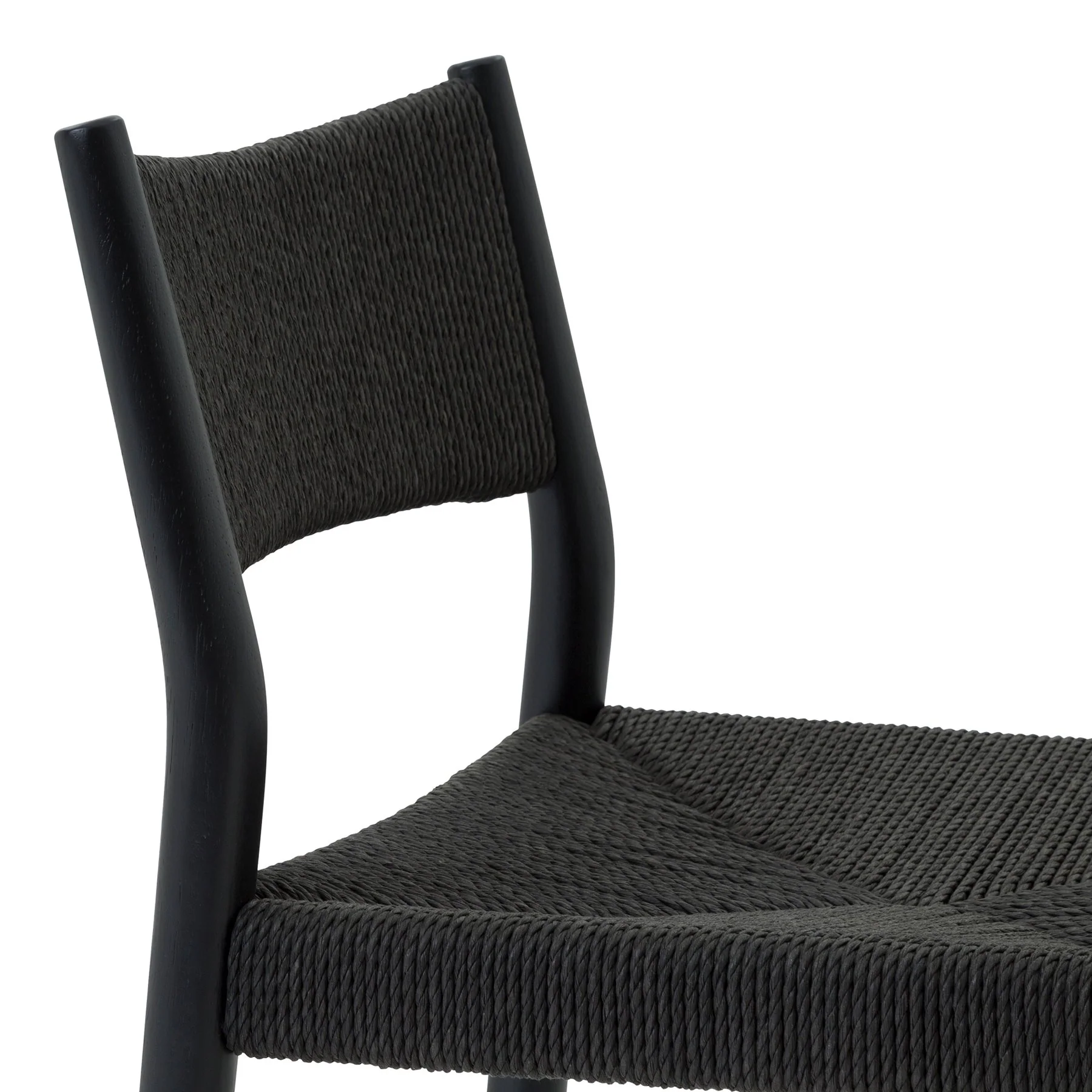 Erie Black Woven Paper Cord and Wood Bar Stool - Image 8