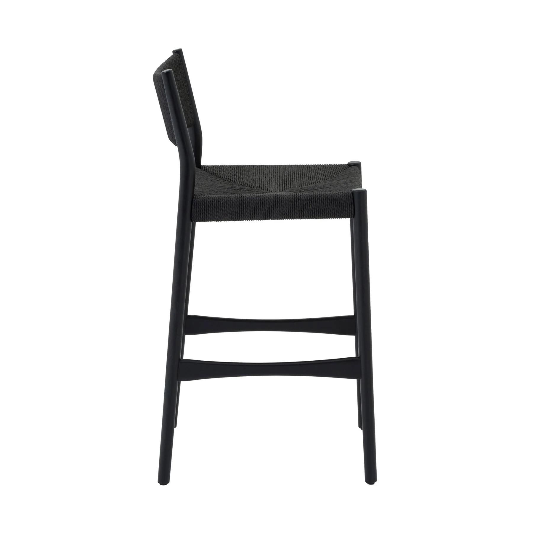 Erie Black Woven Paper Cord and Wood Counter Stool - Image 3