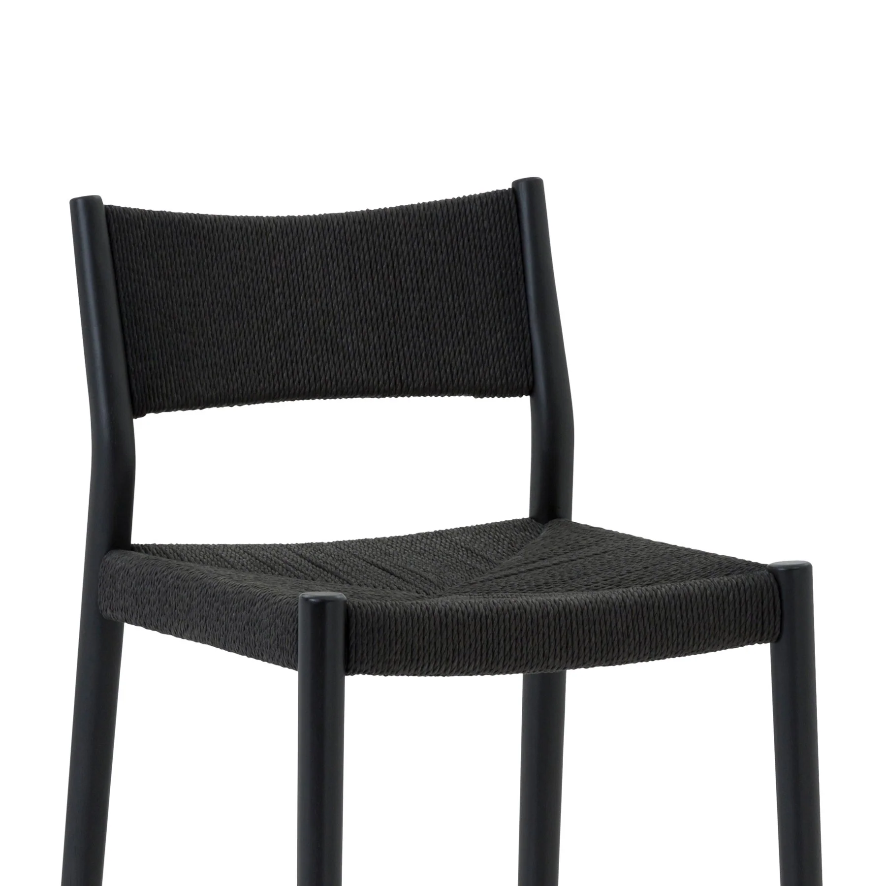Erie Black Woven Paper Cord and Wood Counter Stool - Image 5