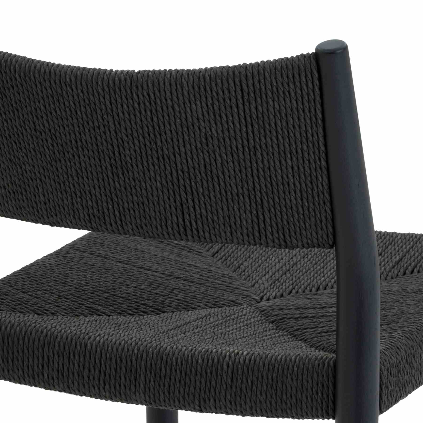 Erie Black Woven Paper Cord and Wood Counter Stool - Image 9