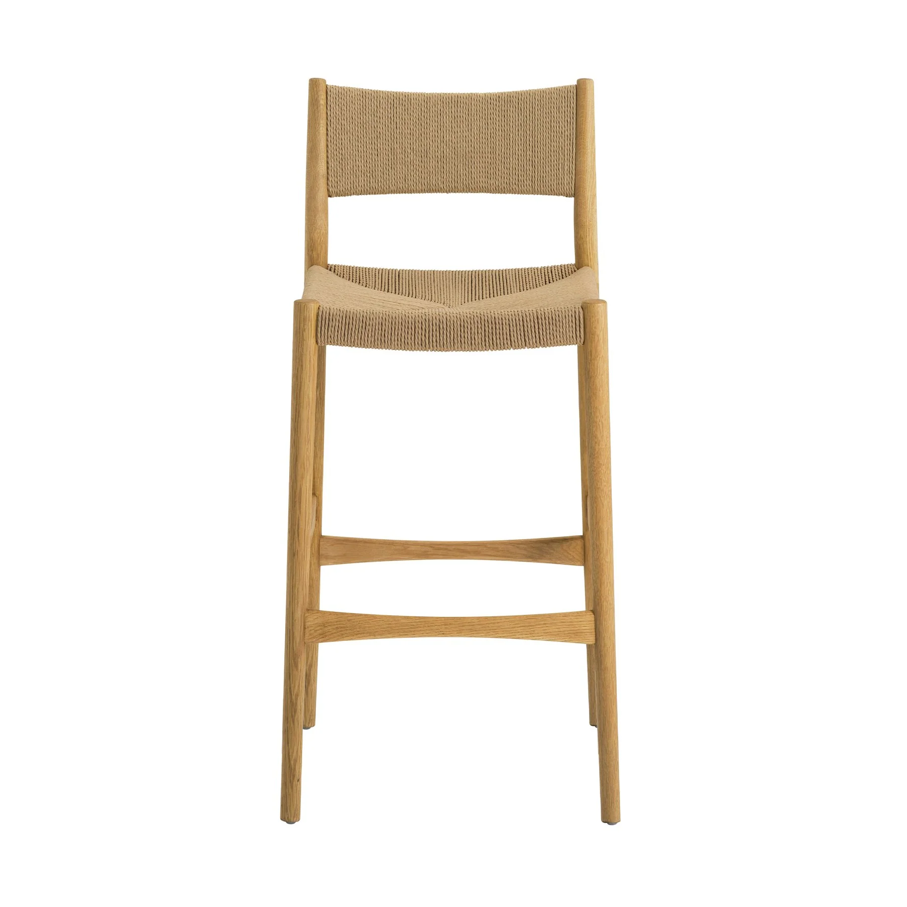 Erie Woven Paper Cord and Oak Wood Counter Stool - Image 2