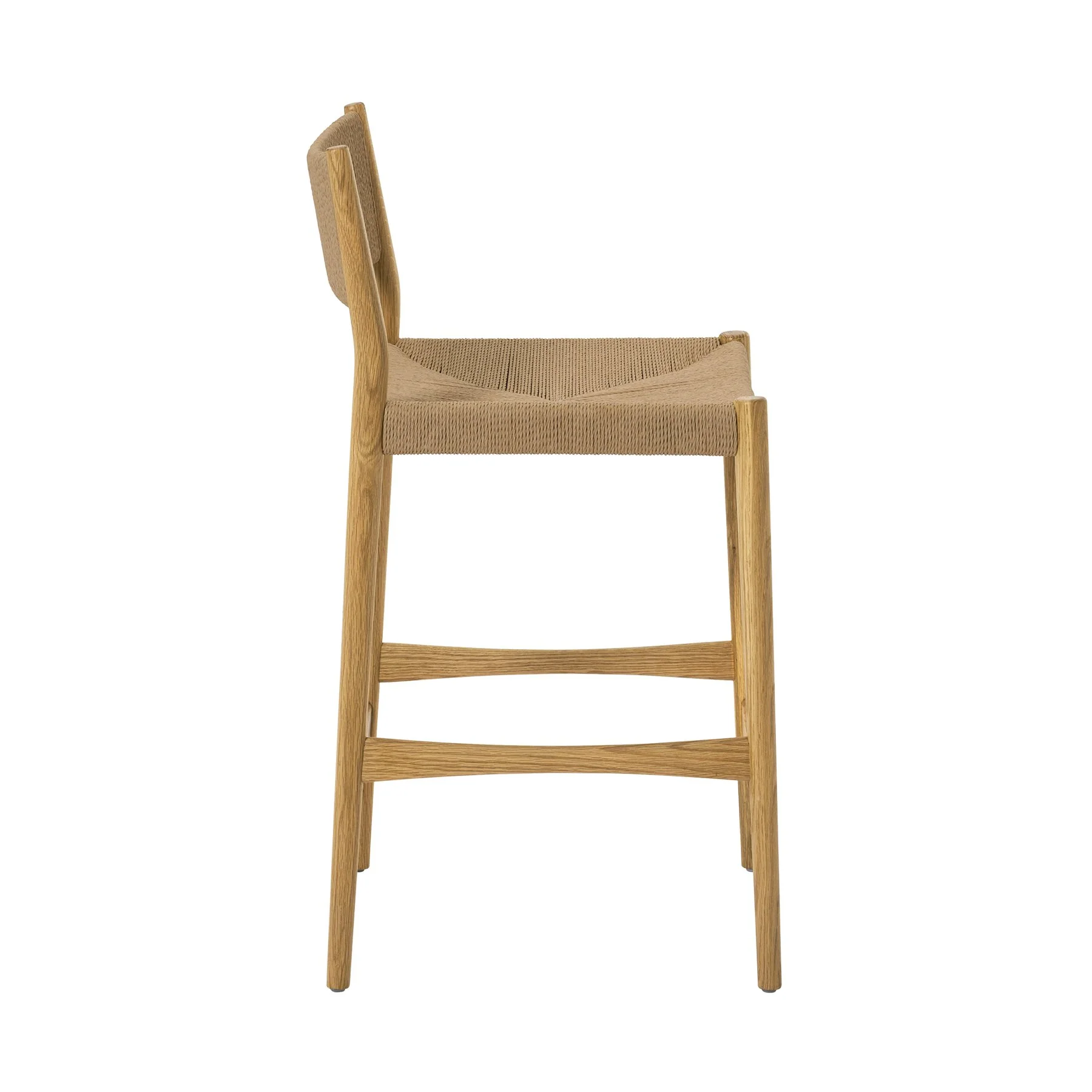 Erie Woven Paper Cord and Oak Wood Counter Stool - Image 3