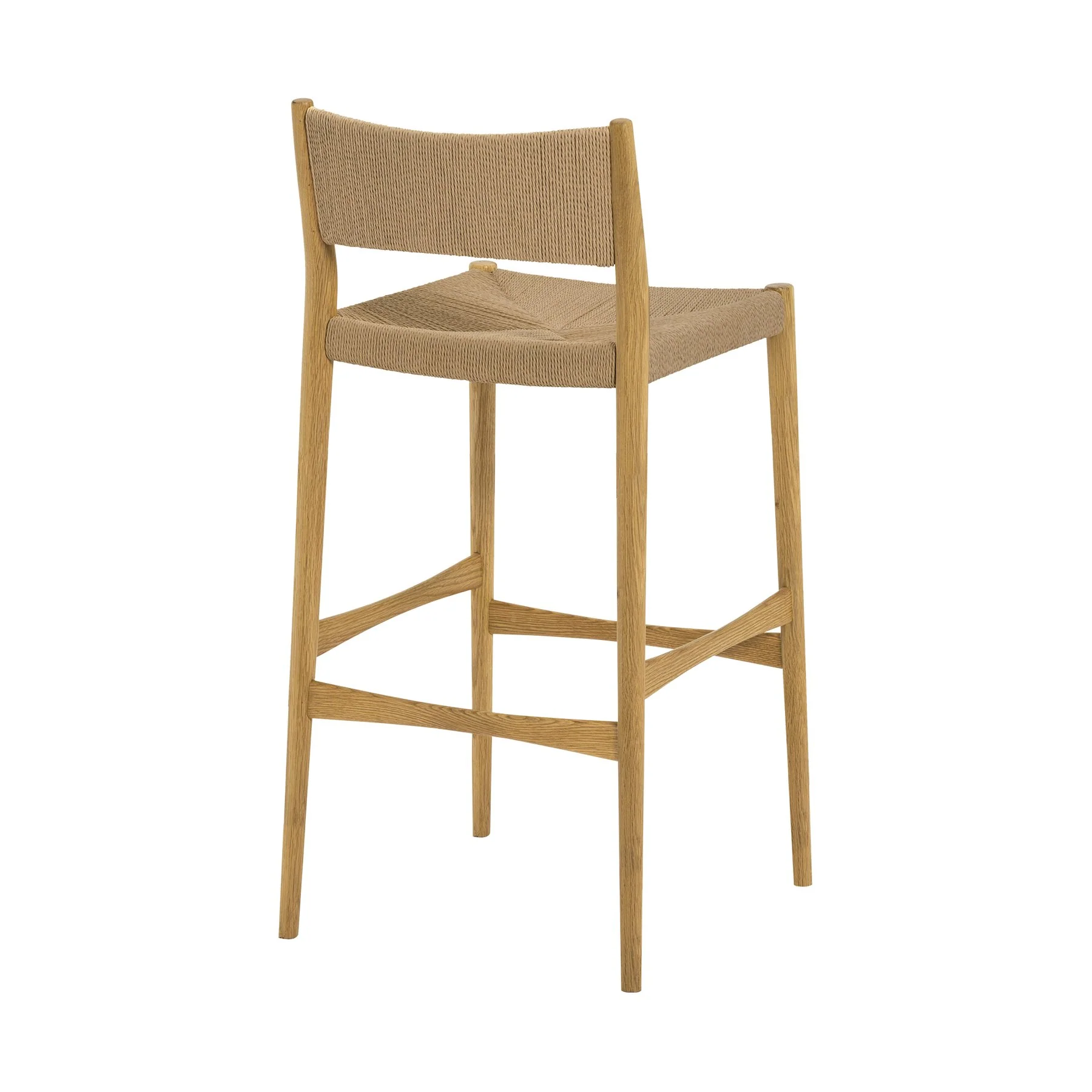 Erie Woven Paper Cord and Oak Wood Counter Stool - Image 4