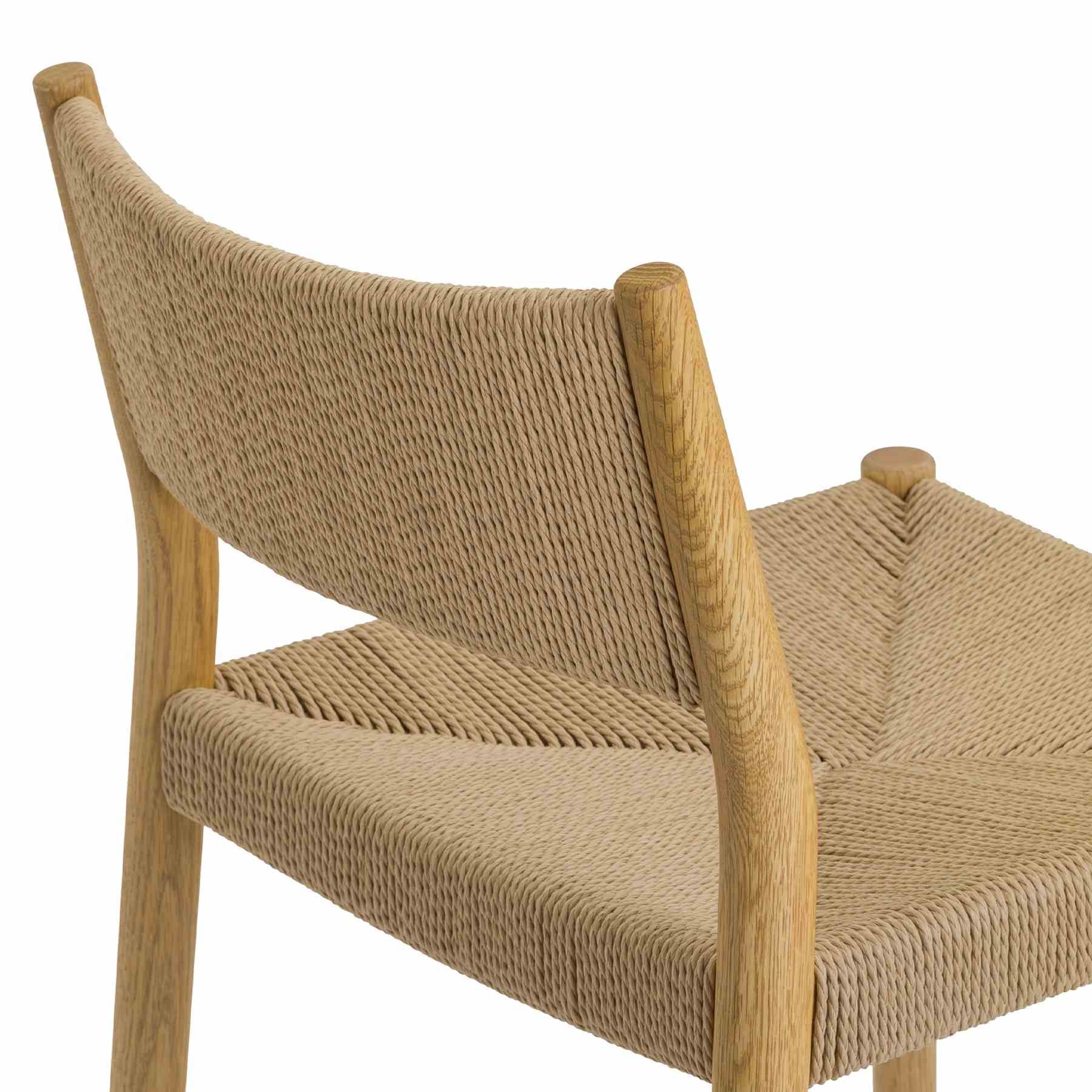 Erie Woven Paper Cord and Oak Wood Counter Stool - Image 9