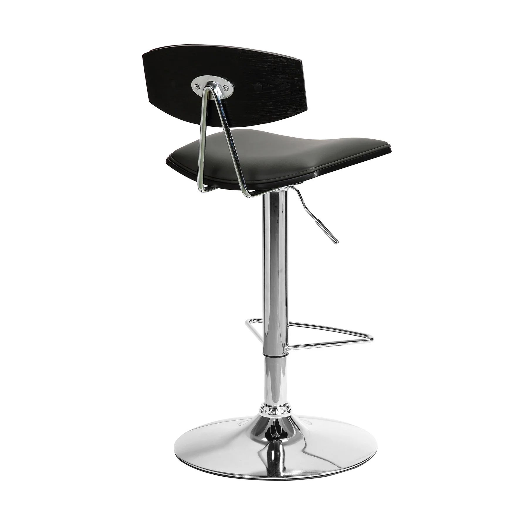 Erik Adjustable Gray Faux Leather Swivel Barstool with Chrome Base - Image 4
