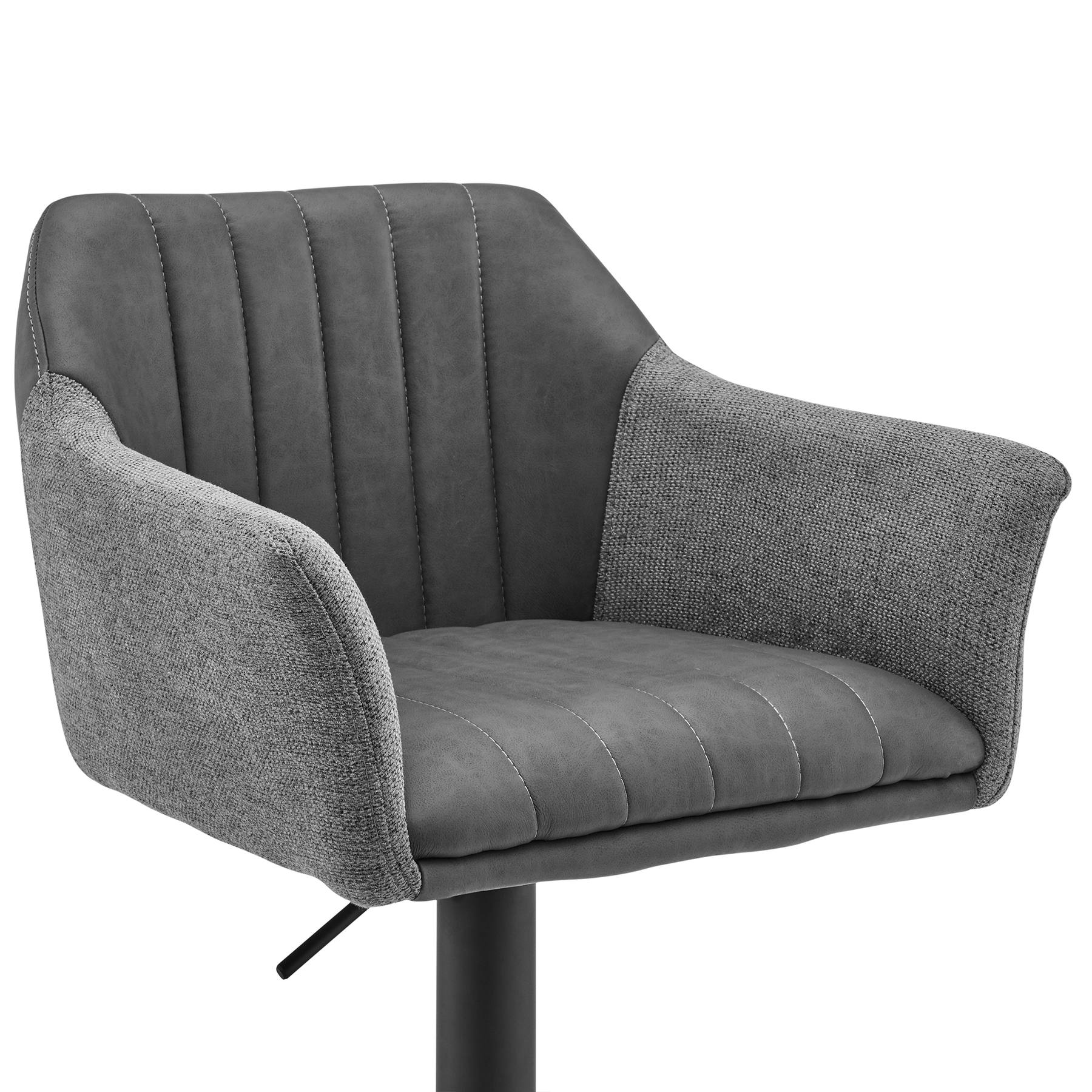 Erin Adjustable Gray Faux Leather and Fabric Metal Swivel Bar Stool - Image 4