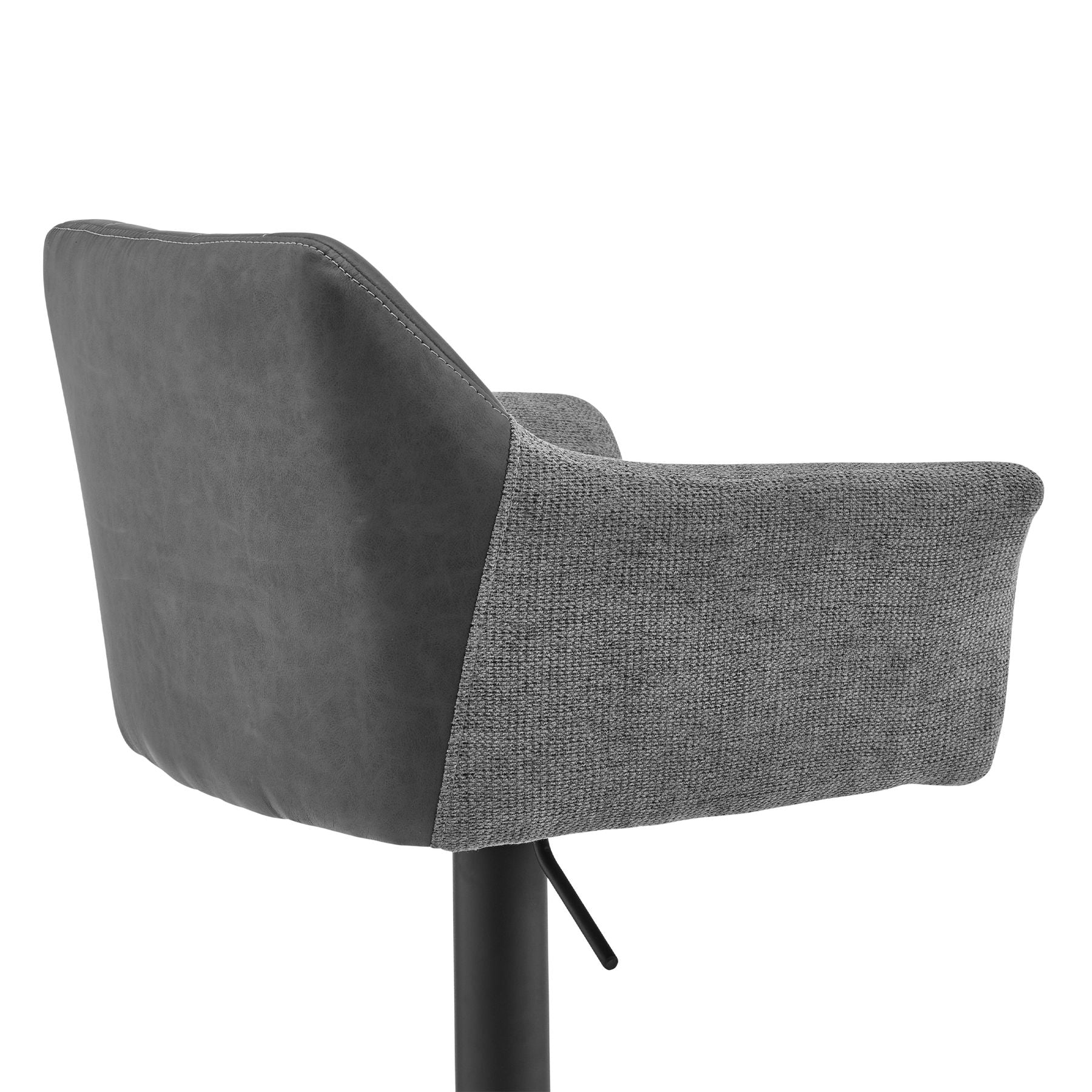 Erin Adjustable Gray Faux Leather and Fabric Metal Swivel Bar Stool - Image 5