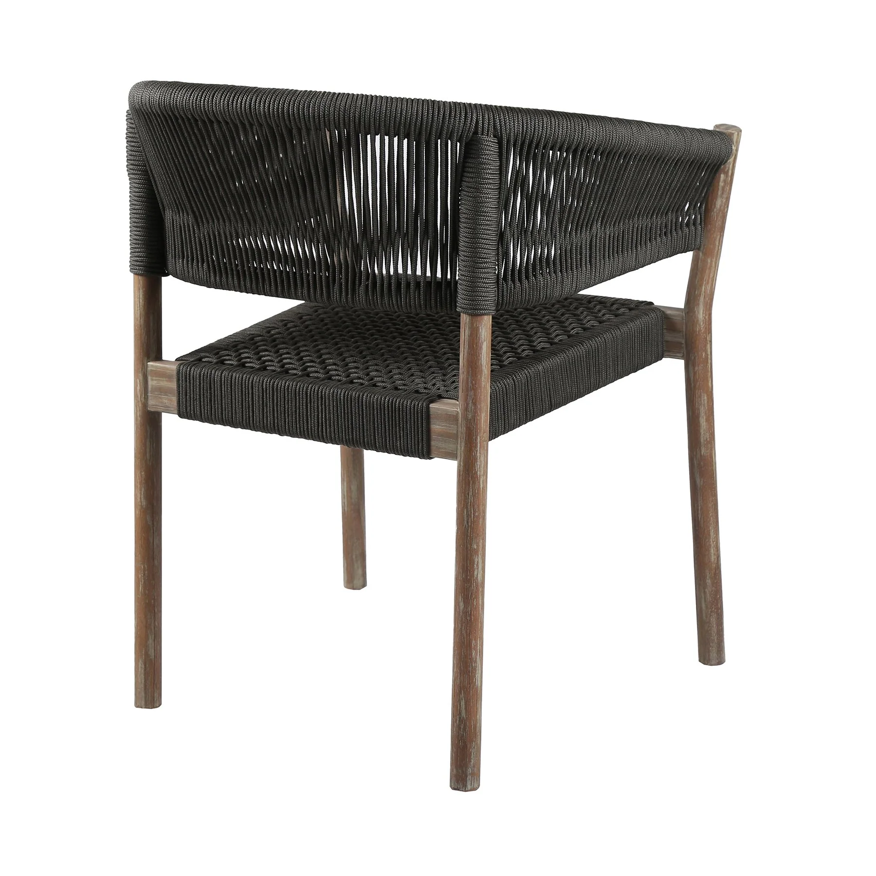 Escondido Doris Outdoor Patio 5 Piece Round Dining Set in Eucalyptus Wood and Black Rope - Image 3