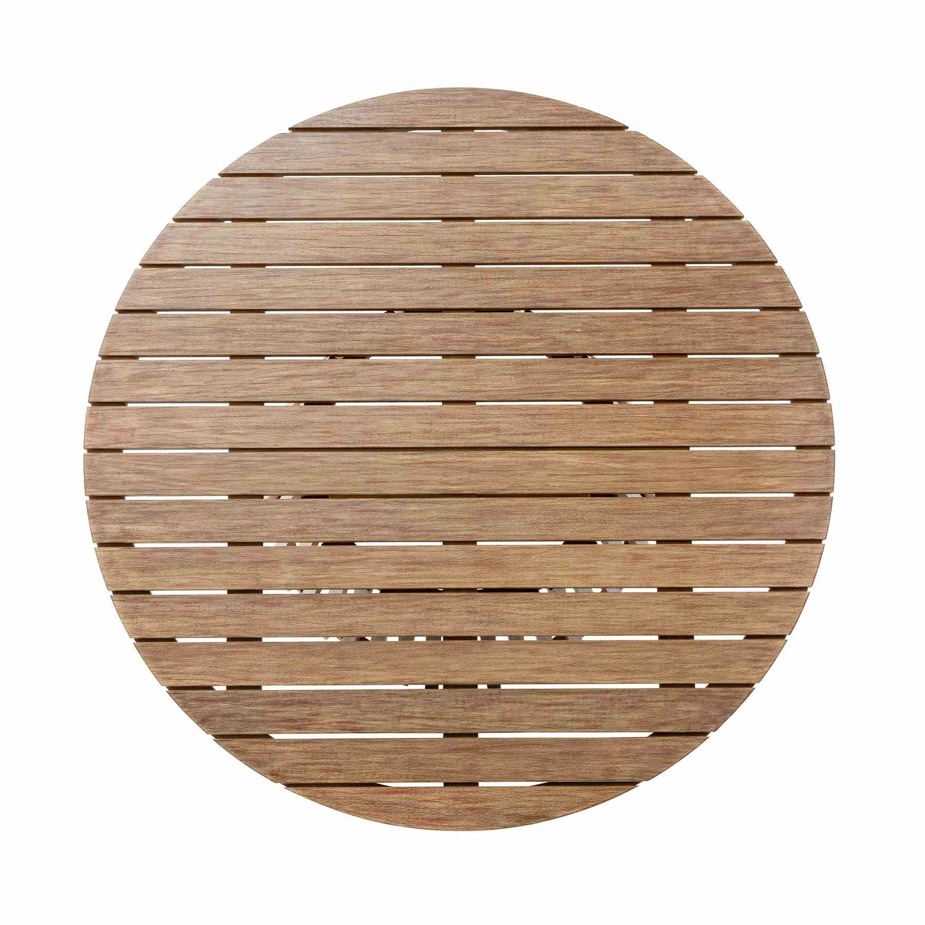 Escondido Island Outdoor Patio 5 Piece Round Dining Set in Eucalyptus Wood and Gray Rope - Image 9