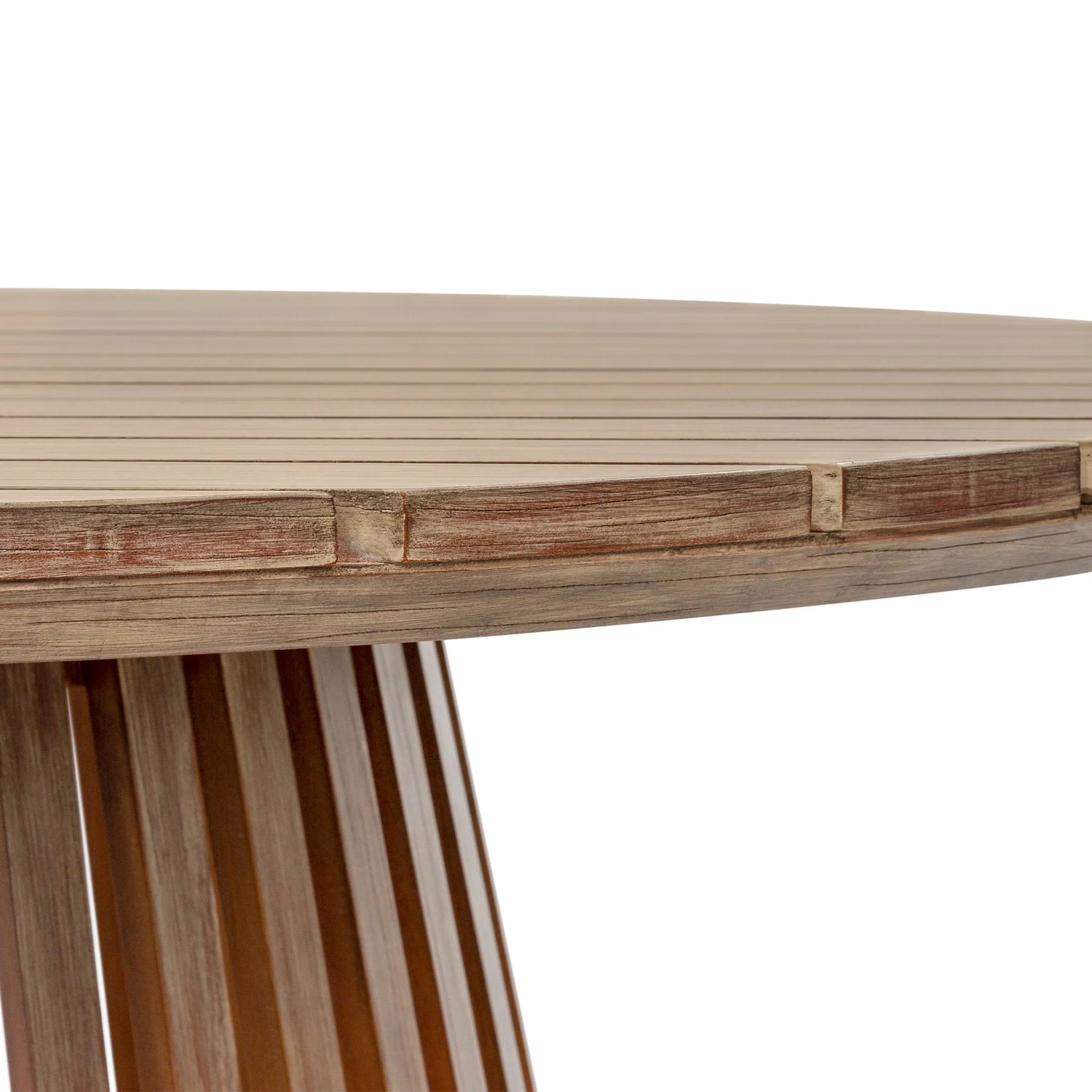 Escondido Outdoor Patio Round Dining Table in Light Eucalyptus Wood - Image 5