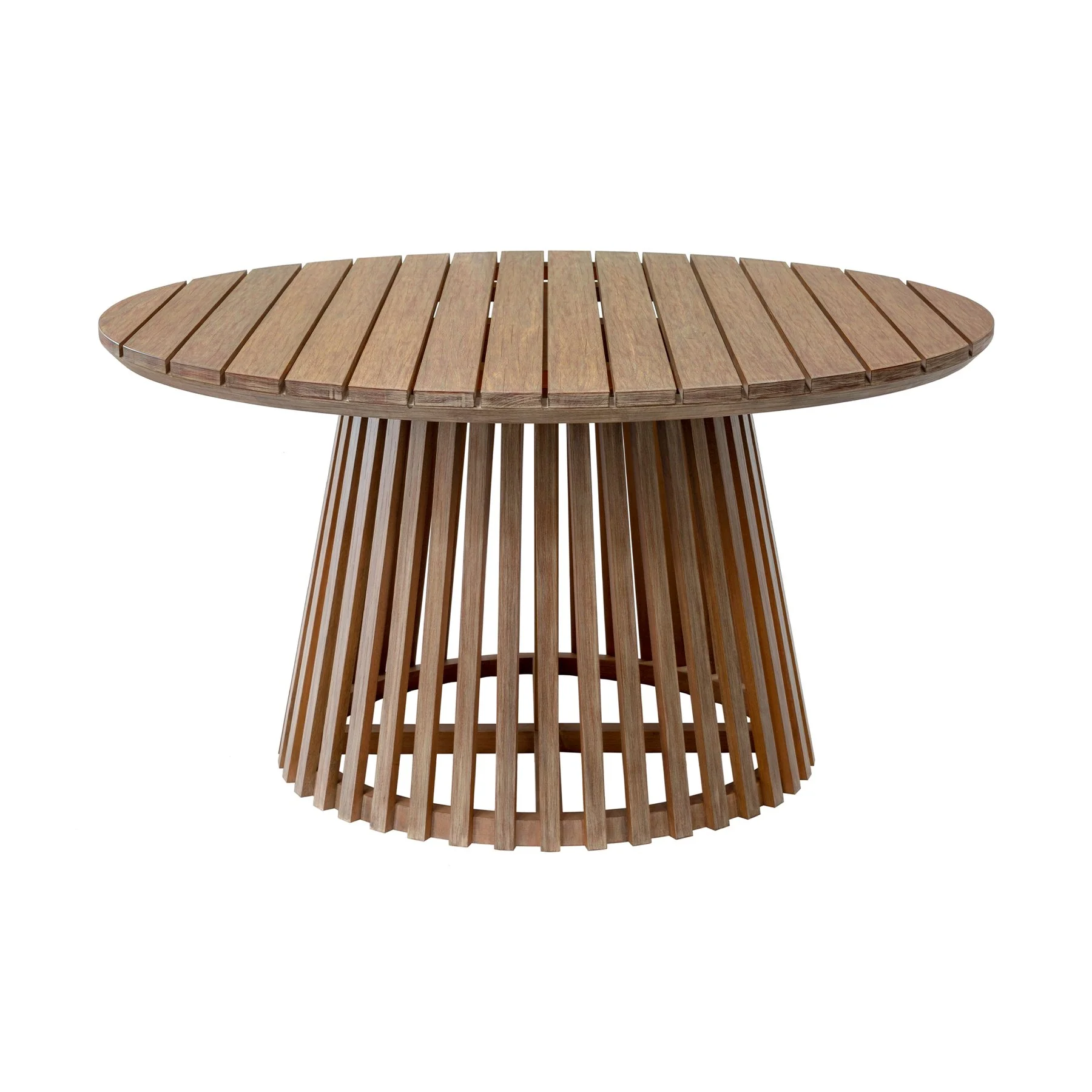 Escondido Santo Outdoor Patio 5 Piece Round Dining Set in Eucalyptus Wood and Charcoal Rope - Image 5