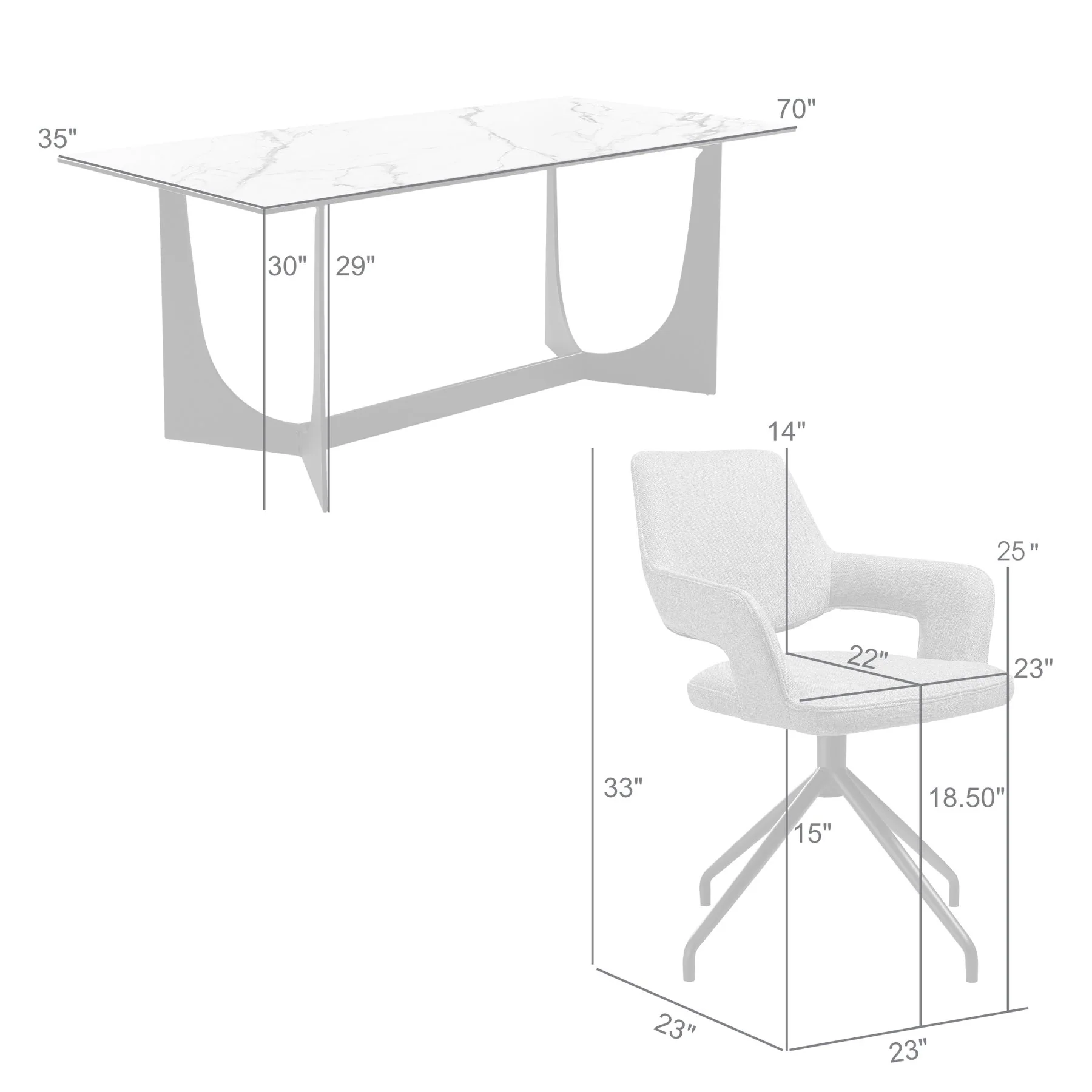 Esme Penny 5 Piece Dining Set with Gray Fabric Chairs - Image 10
