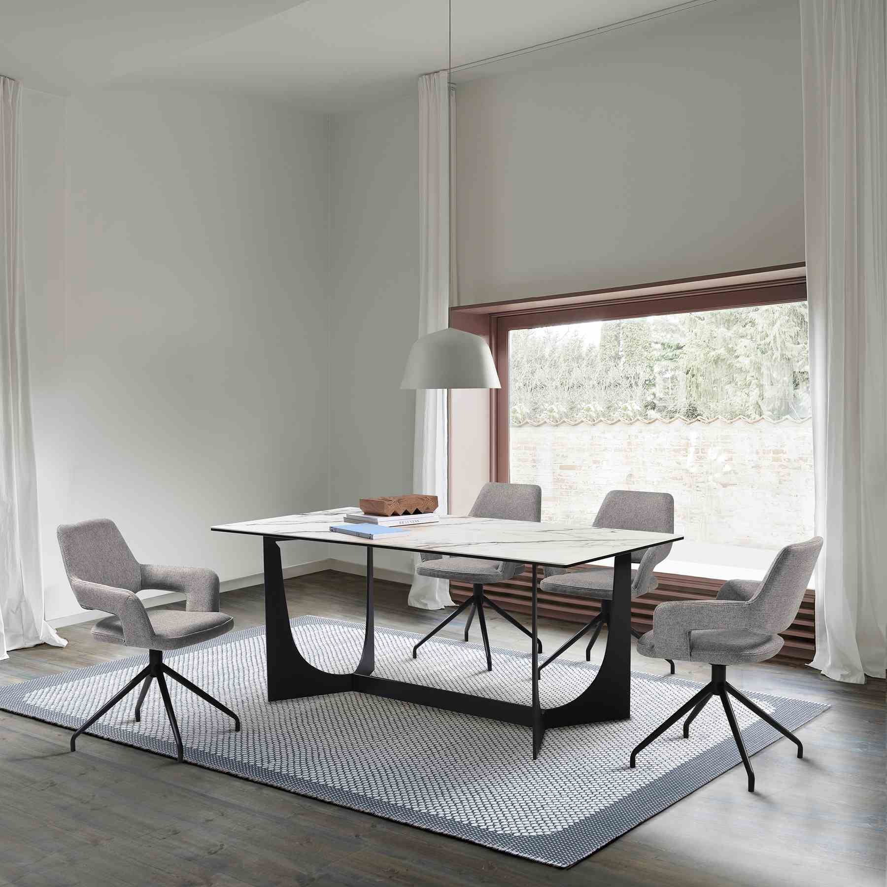 Esme Penny 5 Piece Dining Set with Gray Fabric Chairs - Image 11