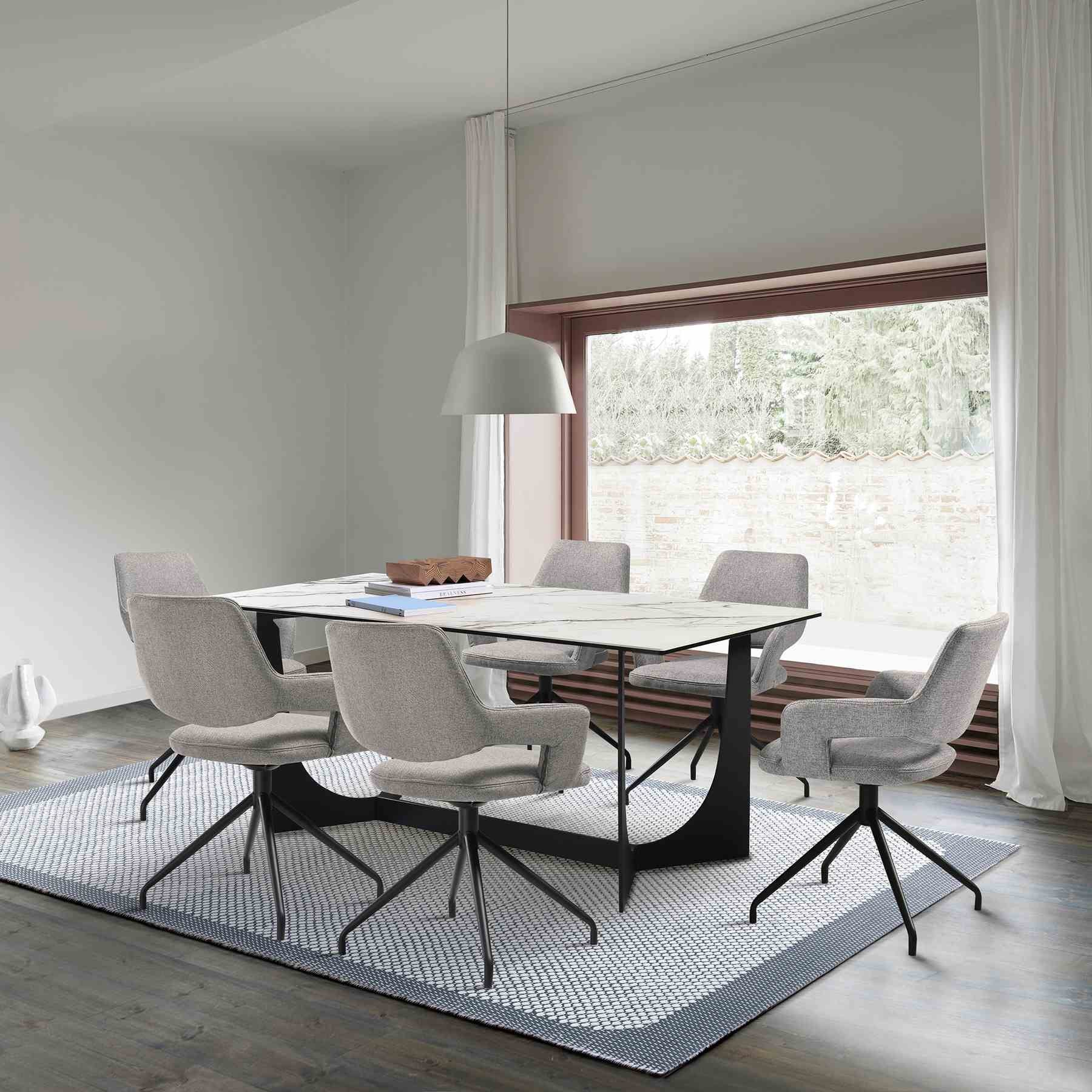 Esme Penny 7 Piece Dining Set with Gray Fabric Chairs - Image 11