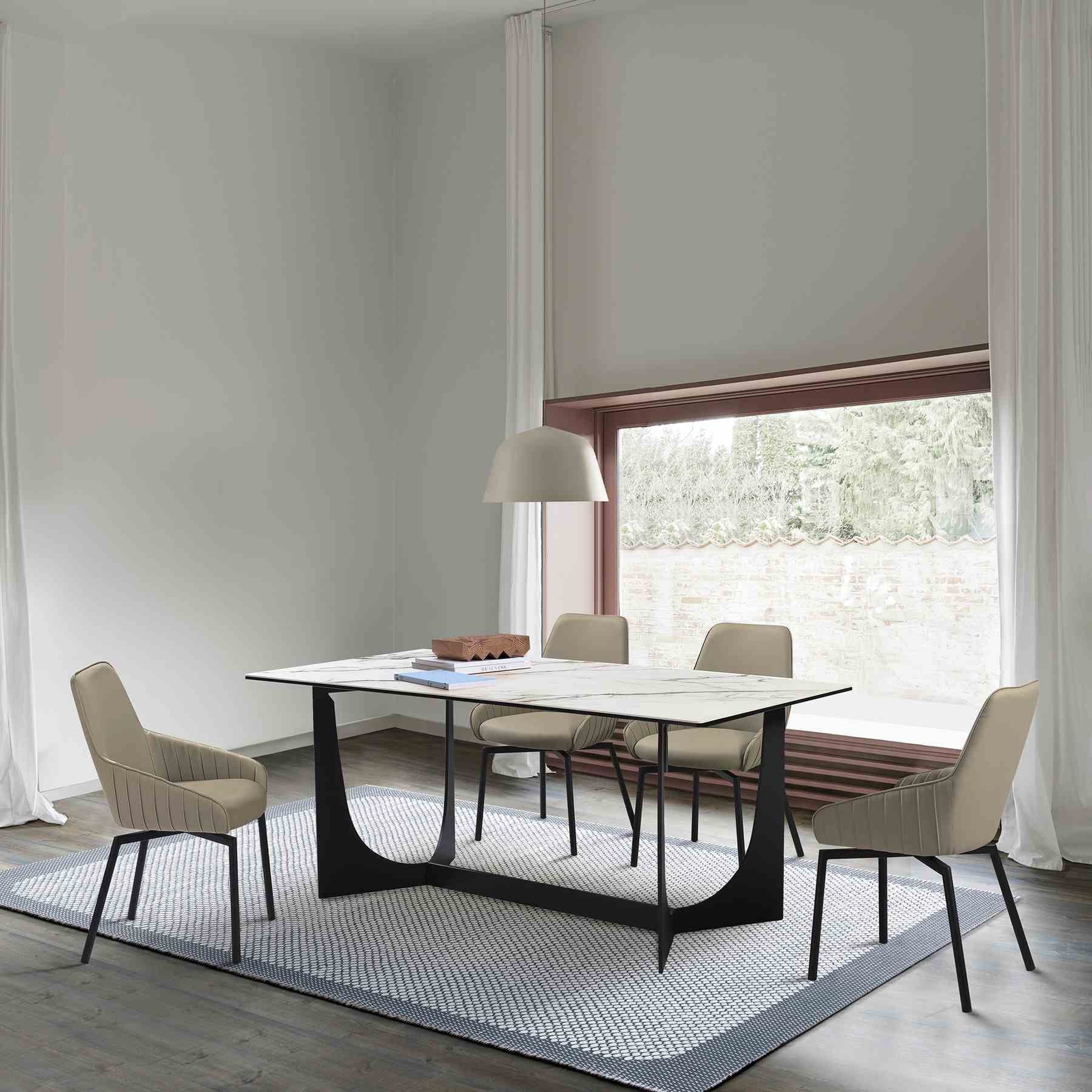 Esme Shilo 5 Piece Dining Set Taupe with Gray Faux Leather Chairs - Image 9