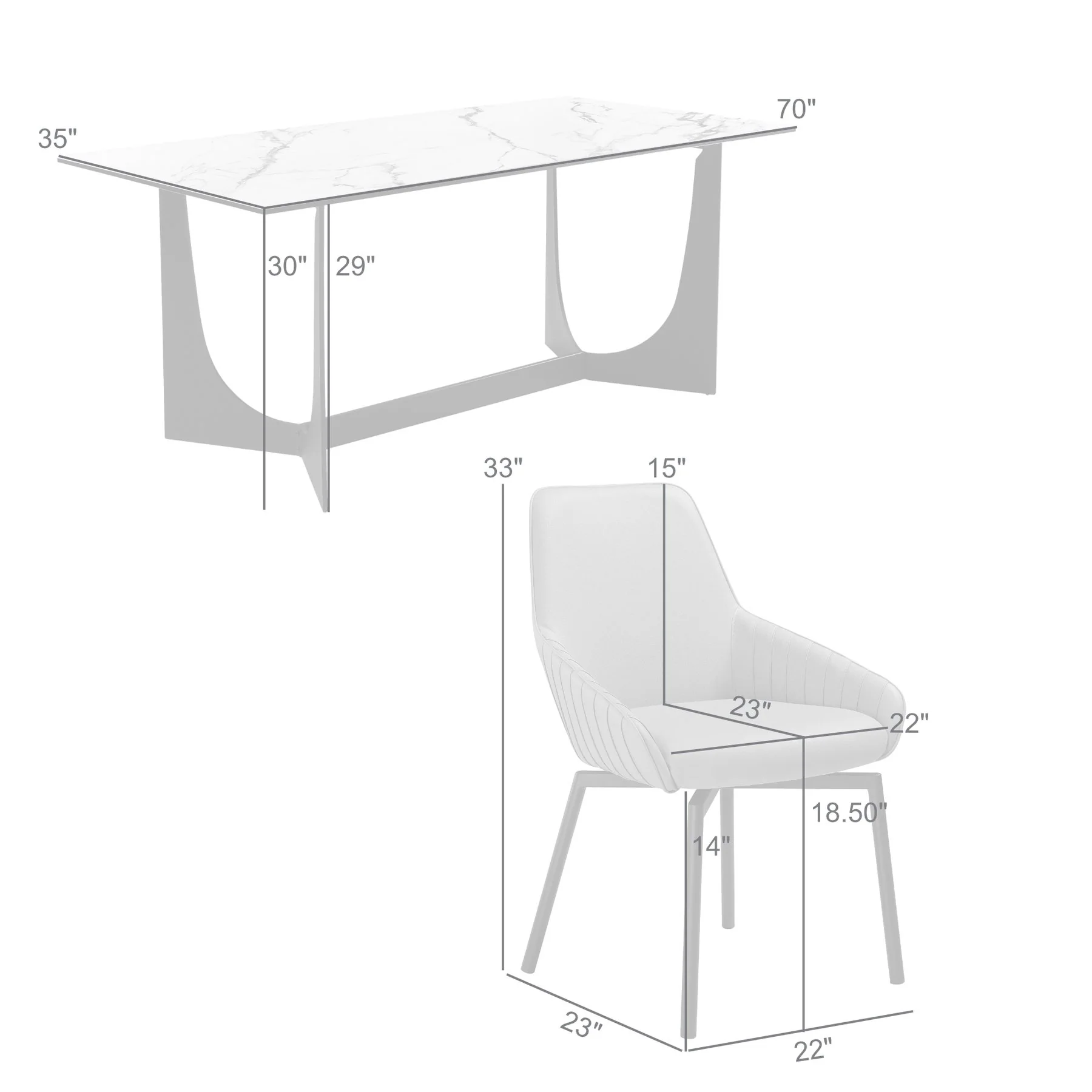 Esme Shilo 7 Piece Dining Set Taupe with Gray Faux Leather Chairs - Image 9