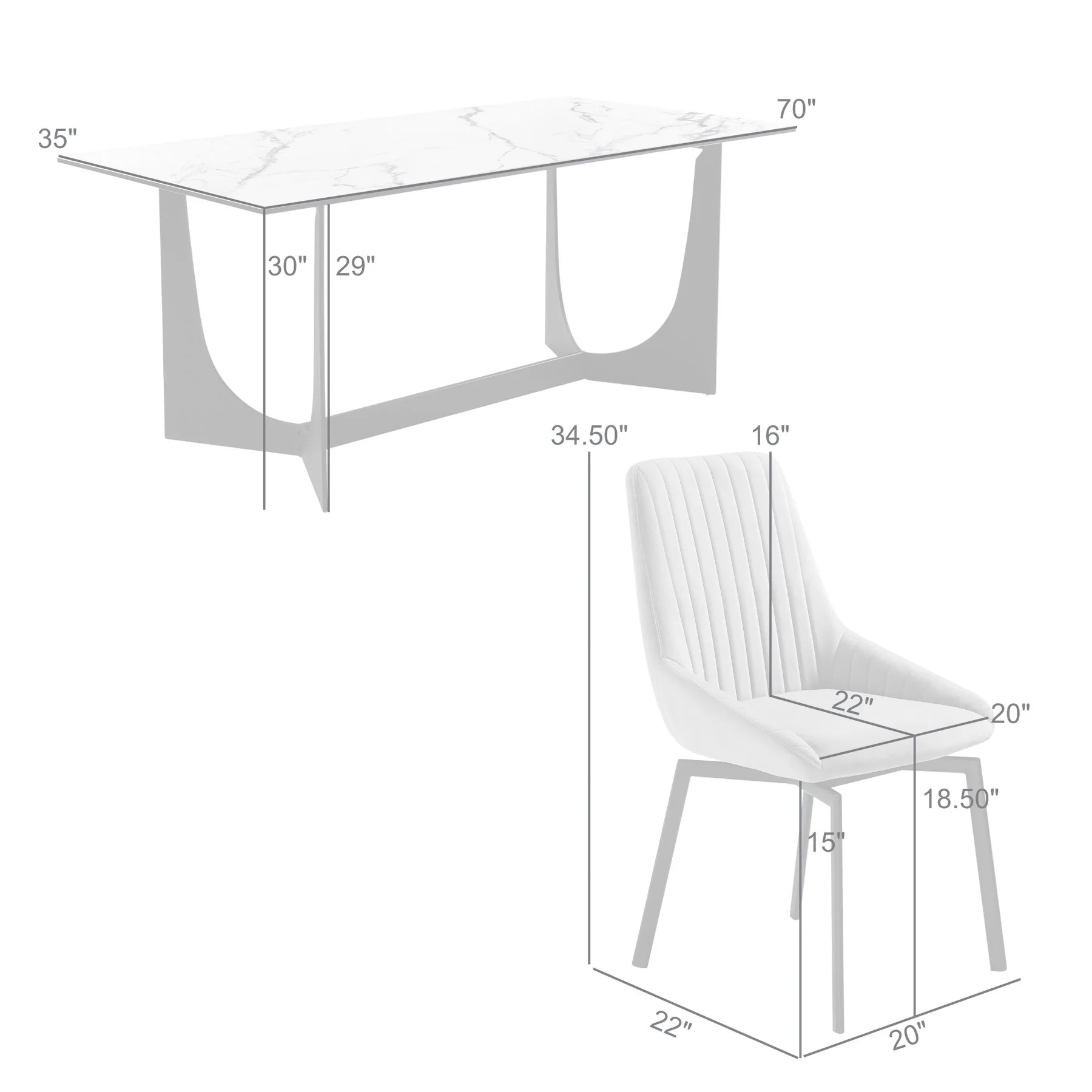 Esme Susie 5 Piece Dining Set with Gray Fabric Chairs - Image 10