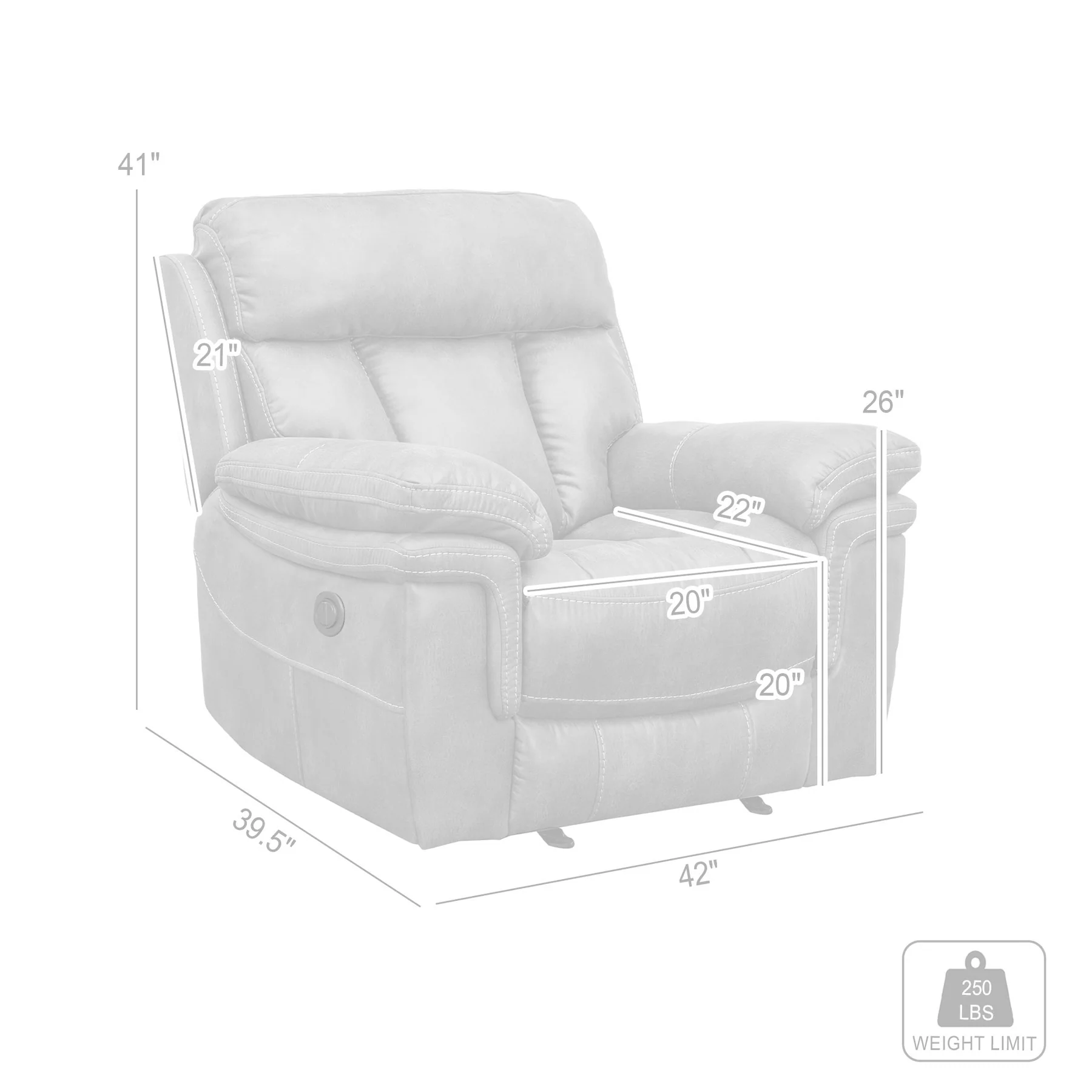Estelle Power Recliner Chair in Gunmetal Fabric - Image 11