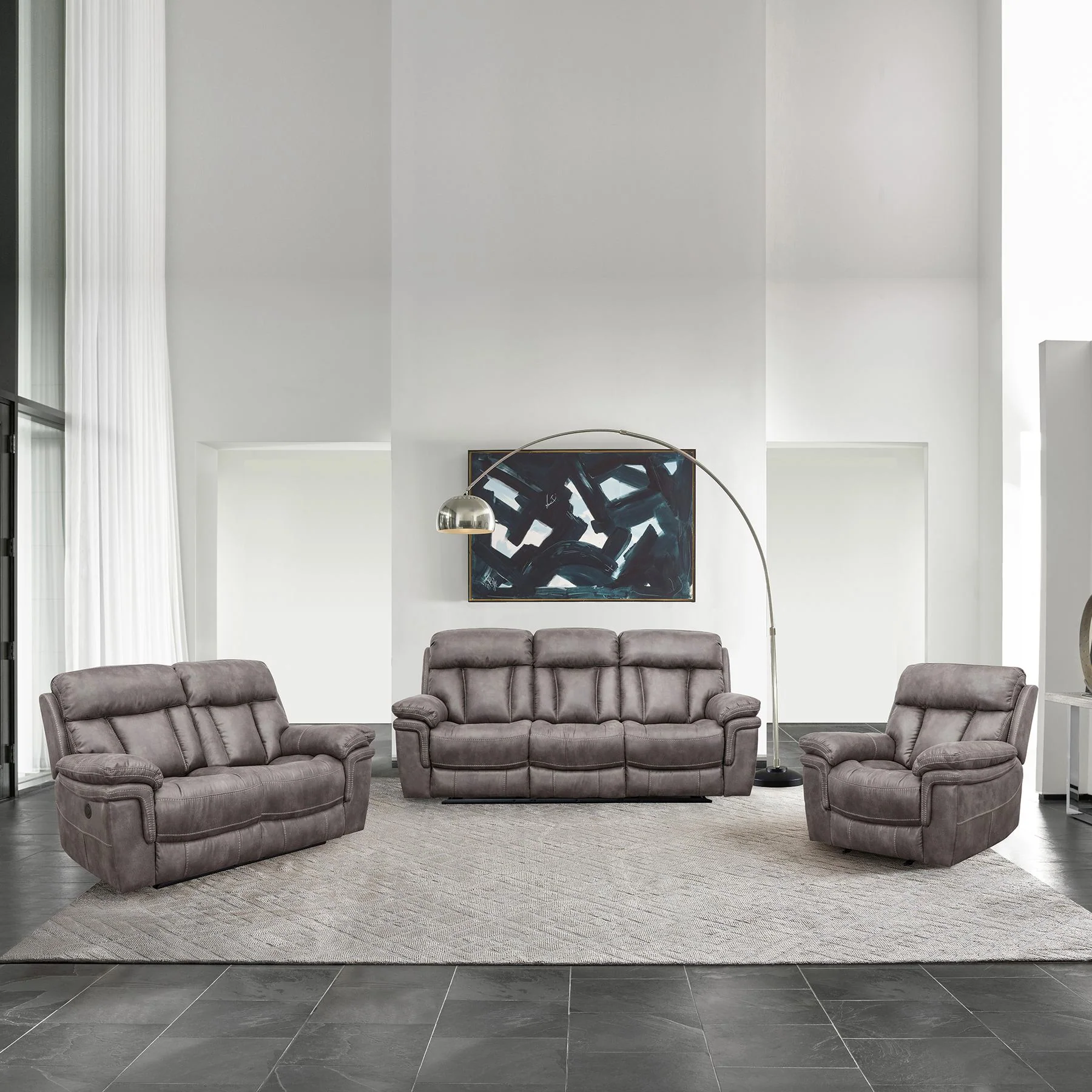 Estelle Power Recliner Chair in Gunmetal Fabric - Image 13