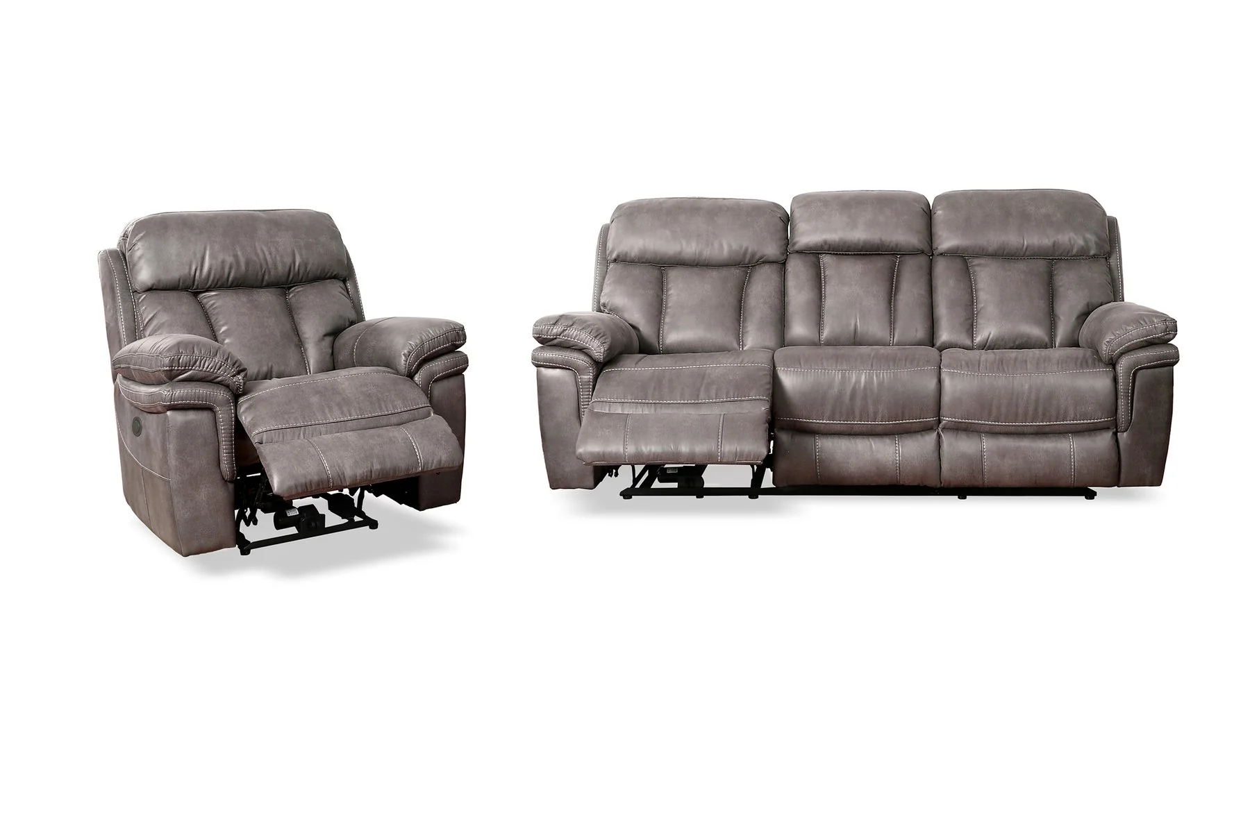 Estelle Power Reclining 2 Piece Sofa and Recliner Set in Gunmetal Fabric - Image 2