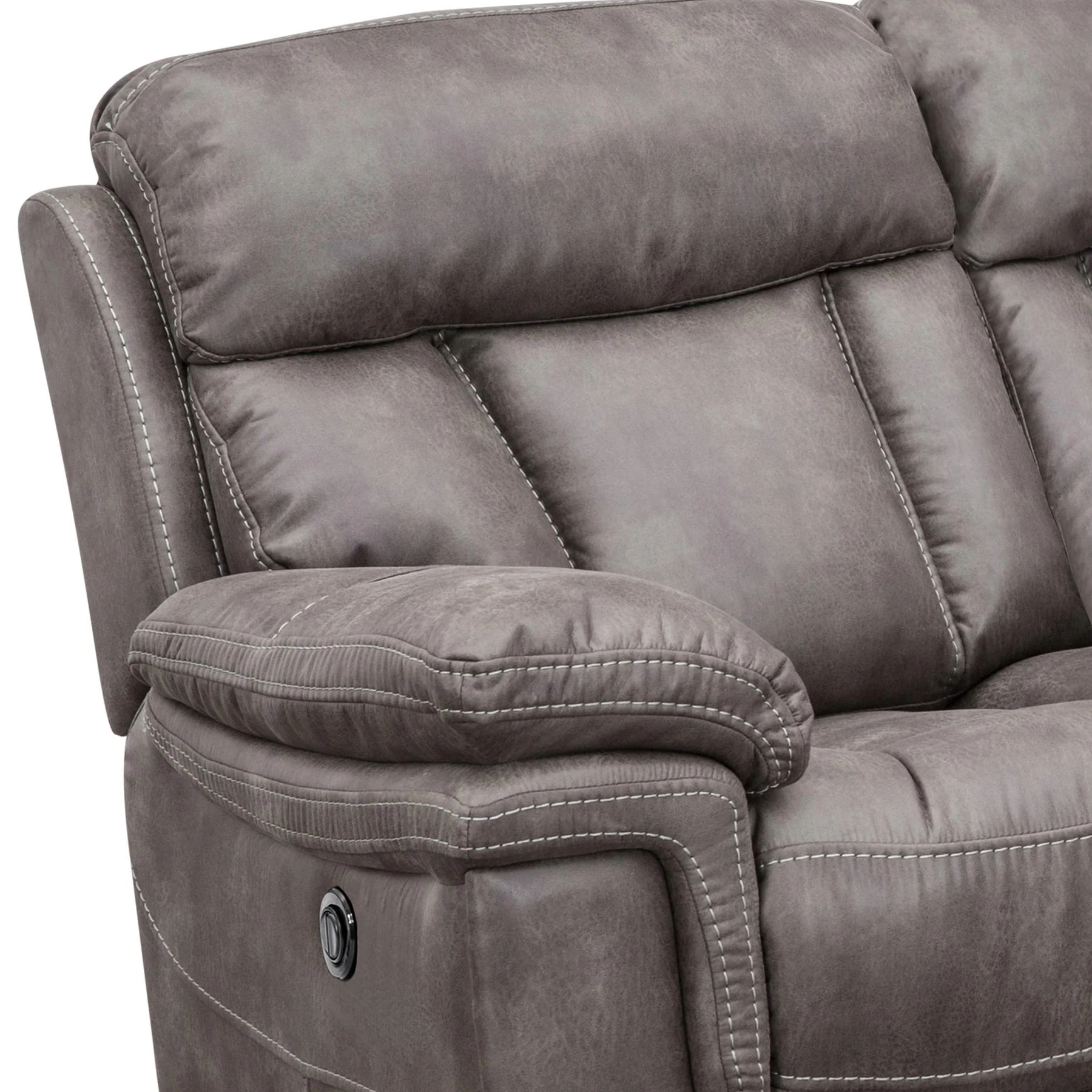 Estelle Power Reclining 2 Piece Sofa and Recliner Set in Gunmetal Fabric - Image 8