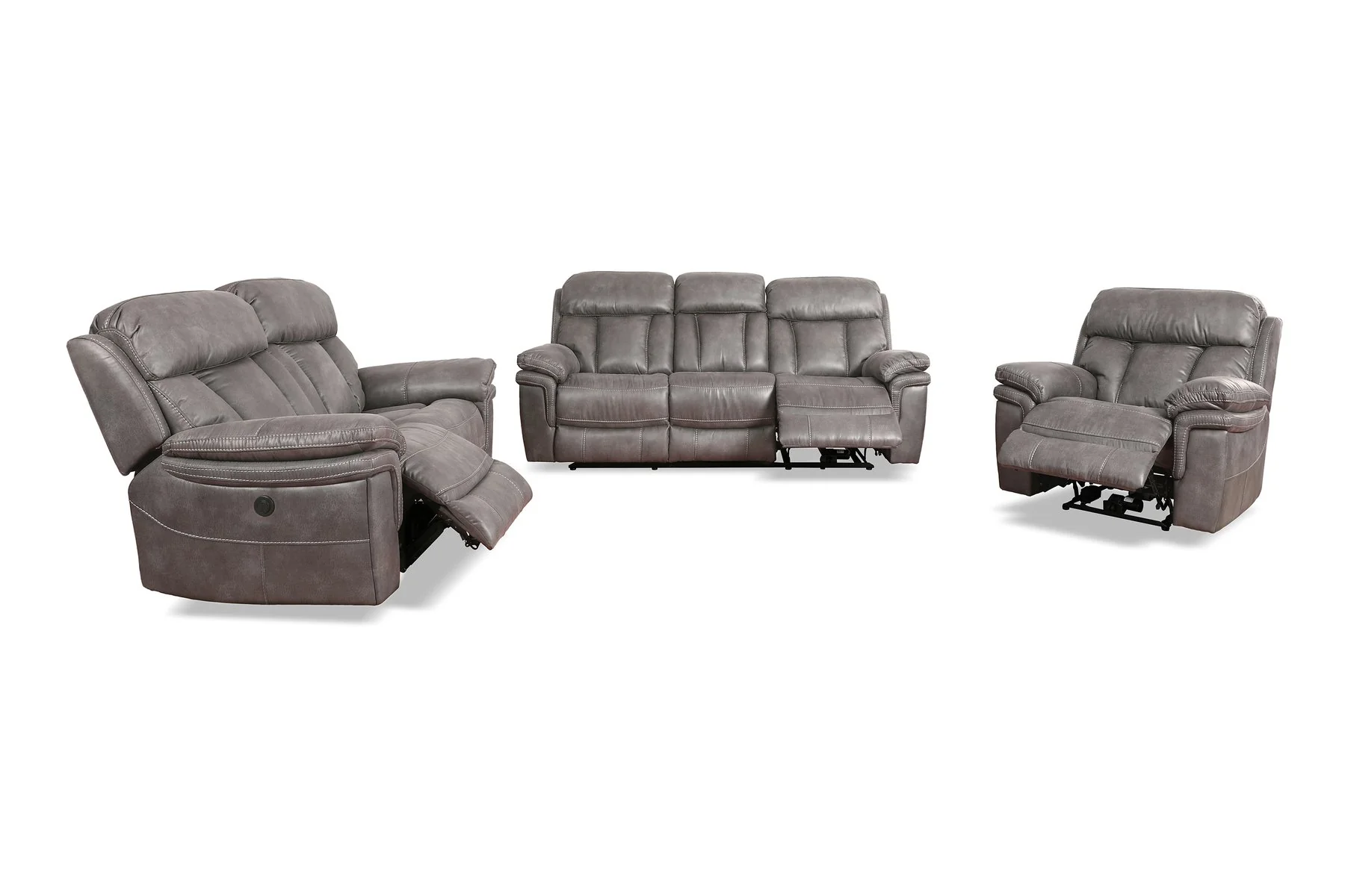 Estelle Power Reclining 3 Piece Living room Set in Gunmetal Fabric - Image 2