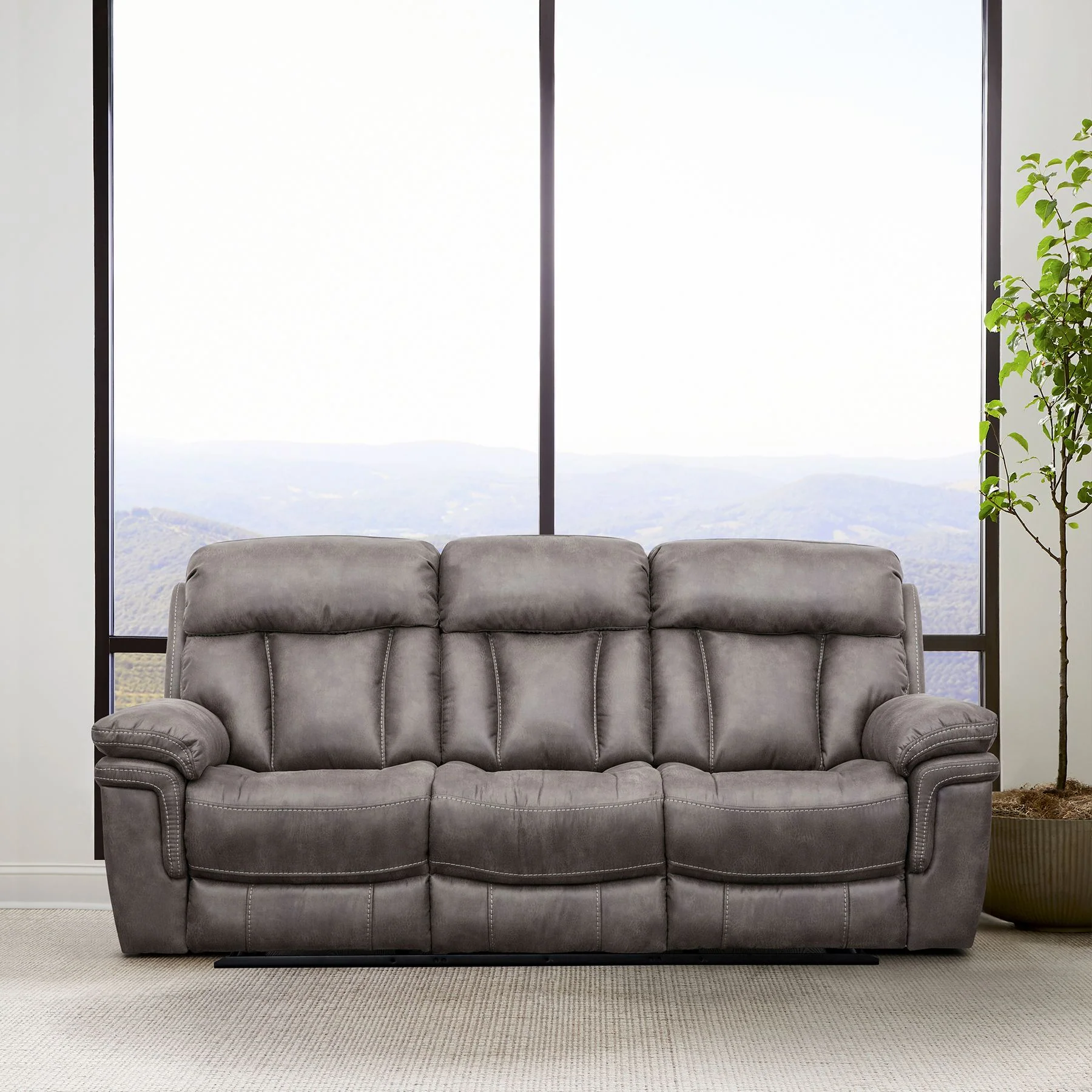 Estelle Power Reclining Sofa in Gunmetal Fabric - Image 10