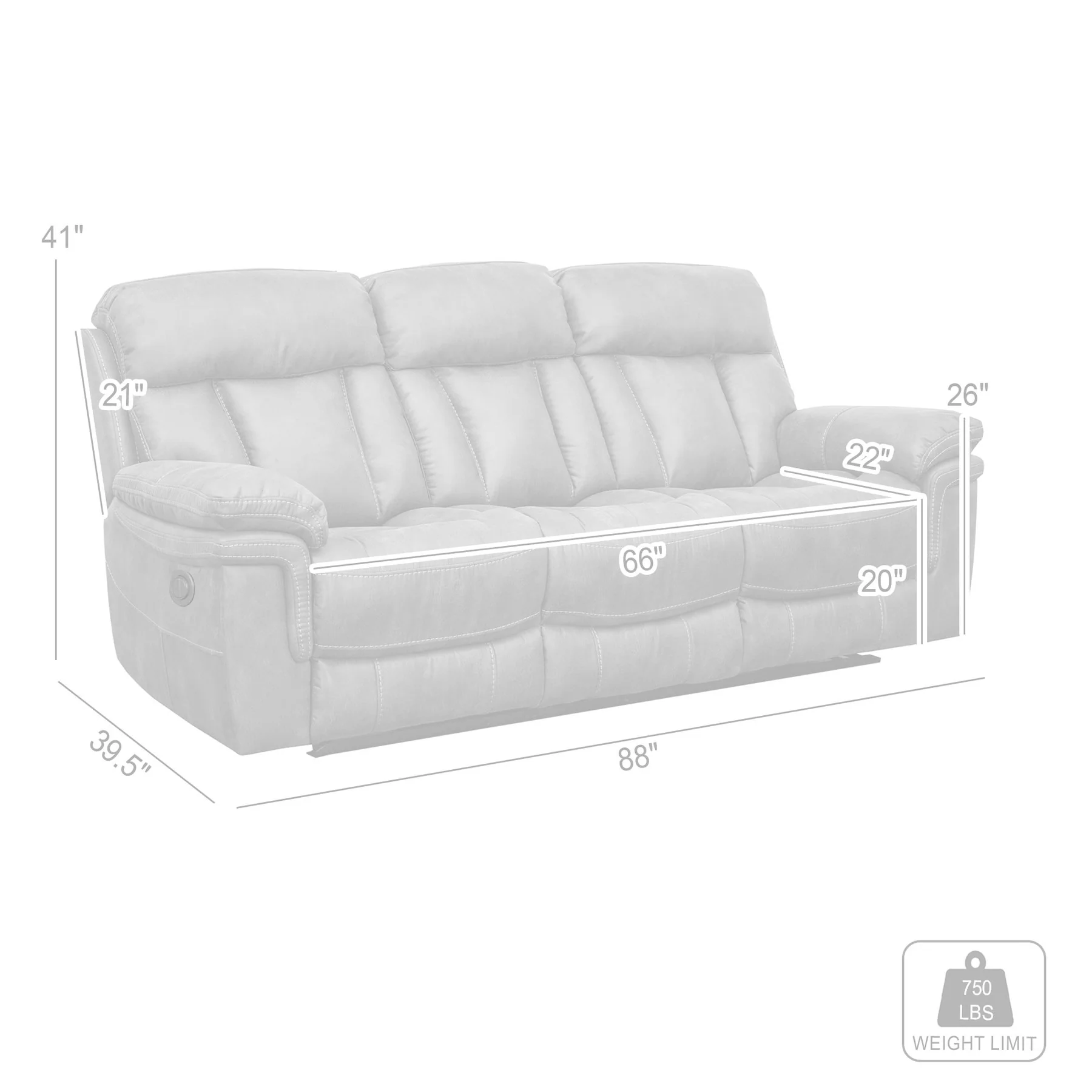 Estelle Power Reclining Sofa in Gunmetal Fabric - Image 9