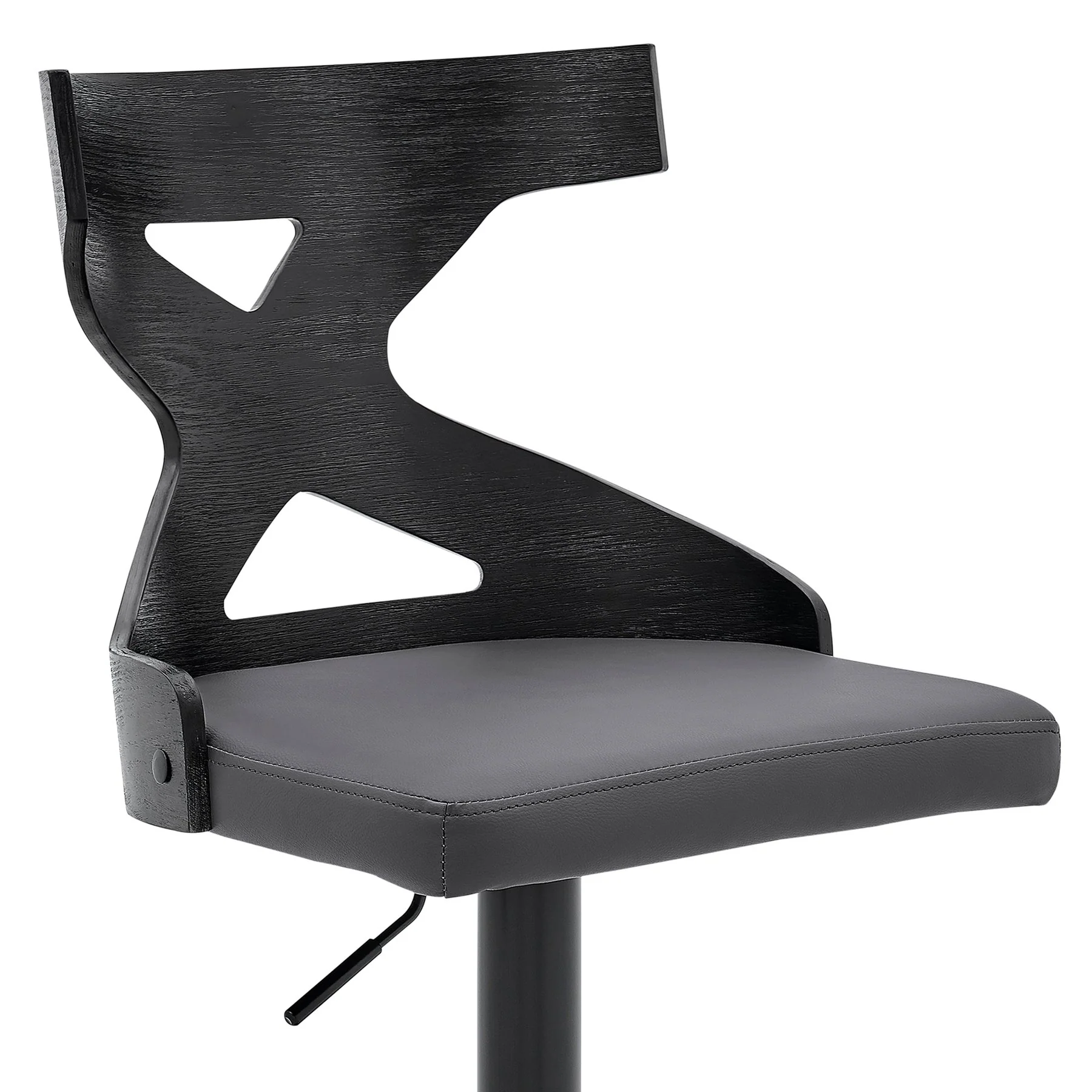 Etienne Adjustable Swivel Gray Faux Leather and Black Metal Bar Stool - Image 5