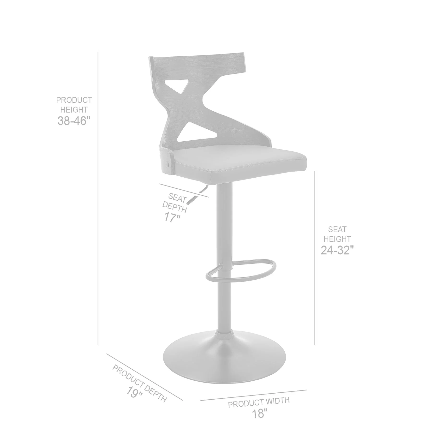 Etienne Adjustable Swivel Gray Faux Leather and Black Metal Bar Stool - Image 8