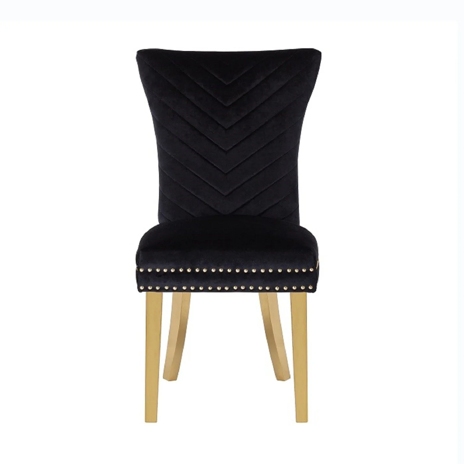 Eva Gold Legs Chair Finish with Velvet Fabric in Black - Image 3