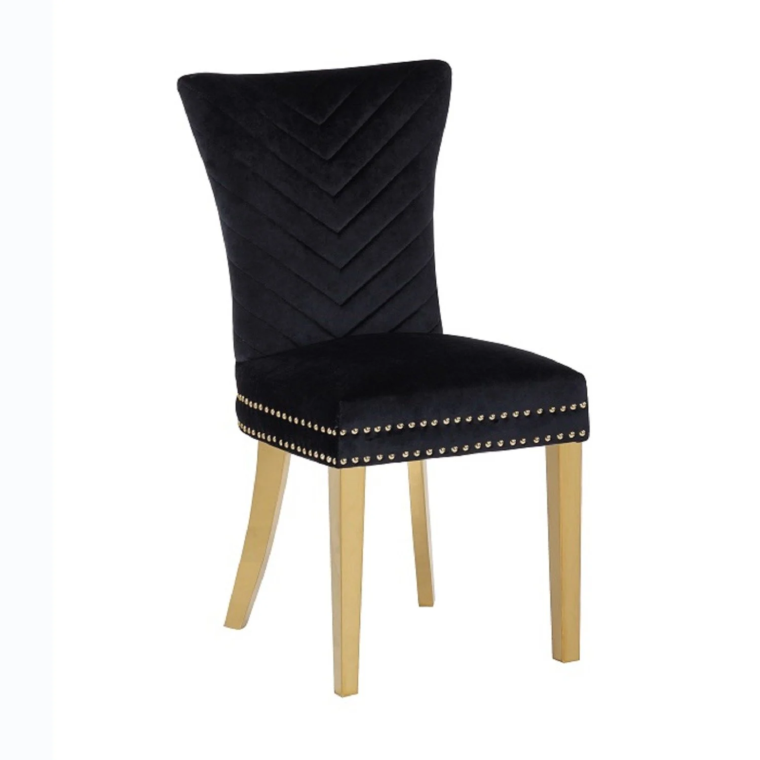 Eva Gold Legs Chair Finish with Velvet Fabric in Black - Image 4