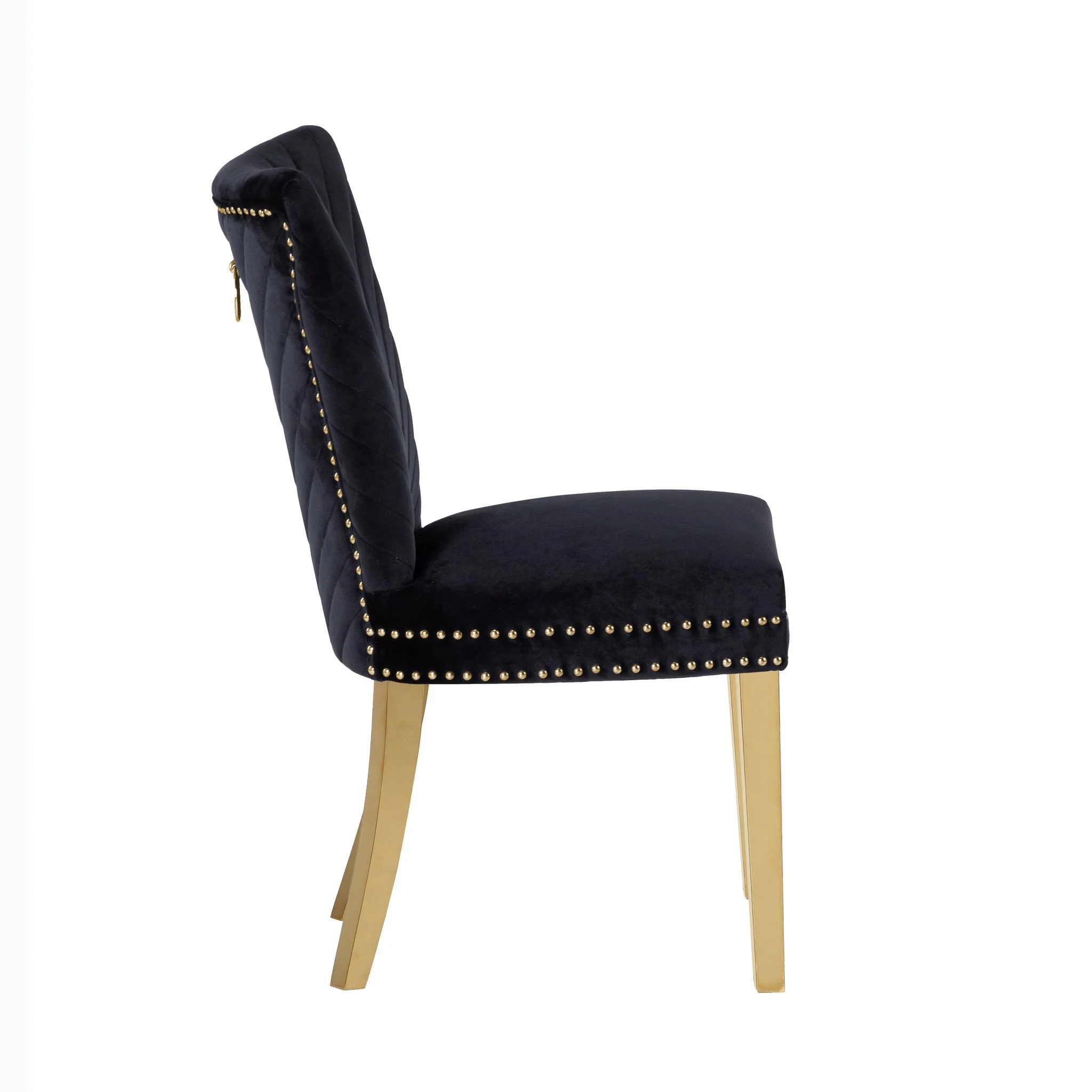 Eva Gold Legs Chair Finish with Velvet Fabric in Black - Image 7