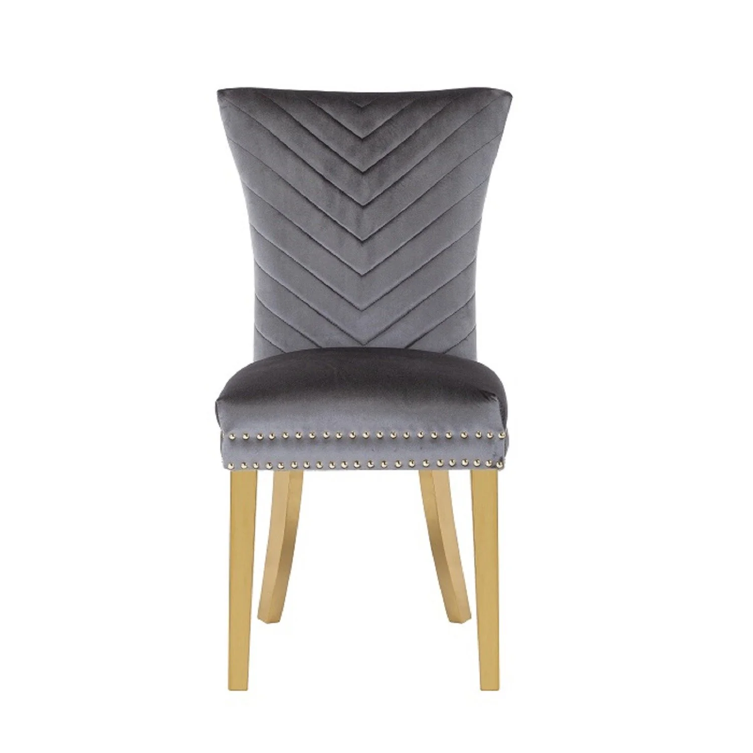 Eva Gold  Legs Chair Finish with Velvet Fabric in Drak Gray - Image 5