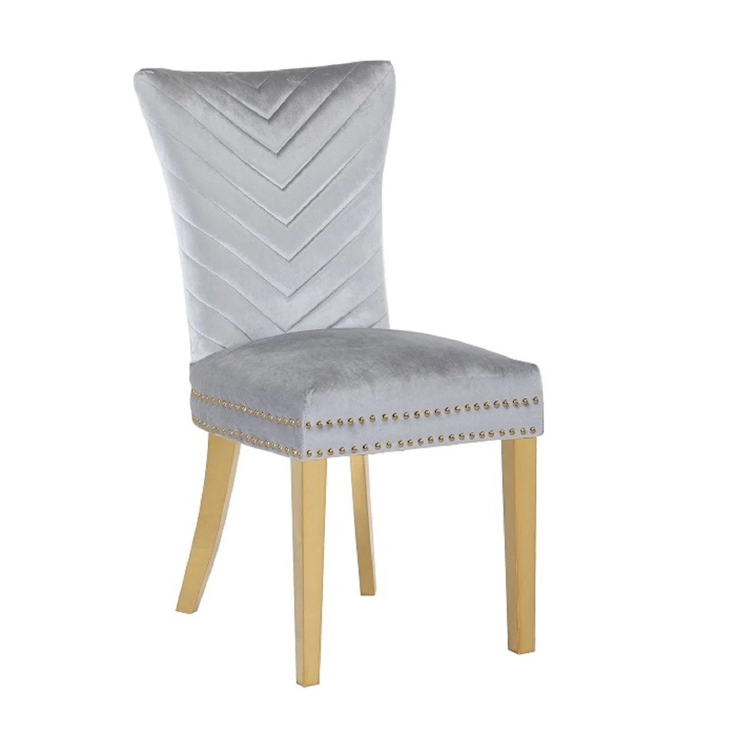 Eva Gold  Legs Chair Finish with Velvet Fabric in Light Gray - Image 3