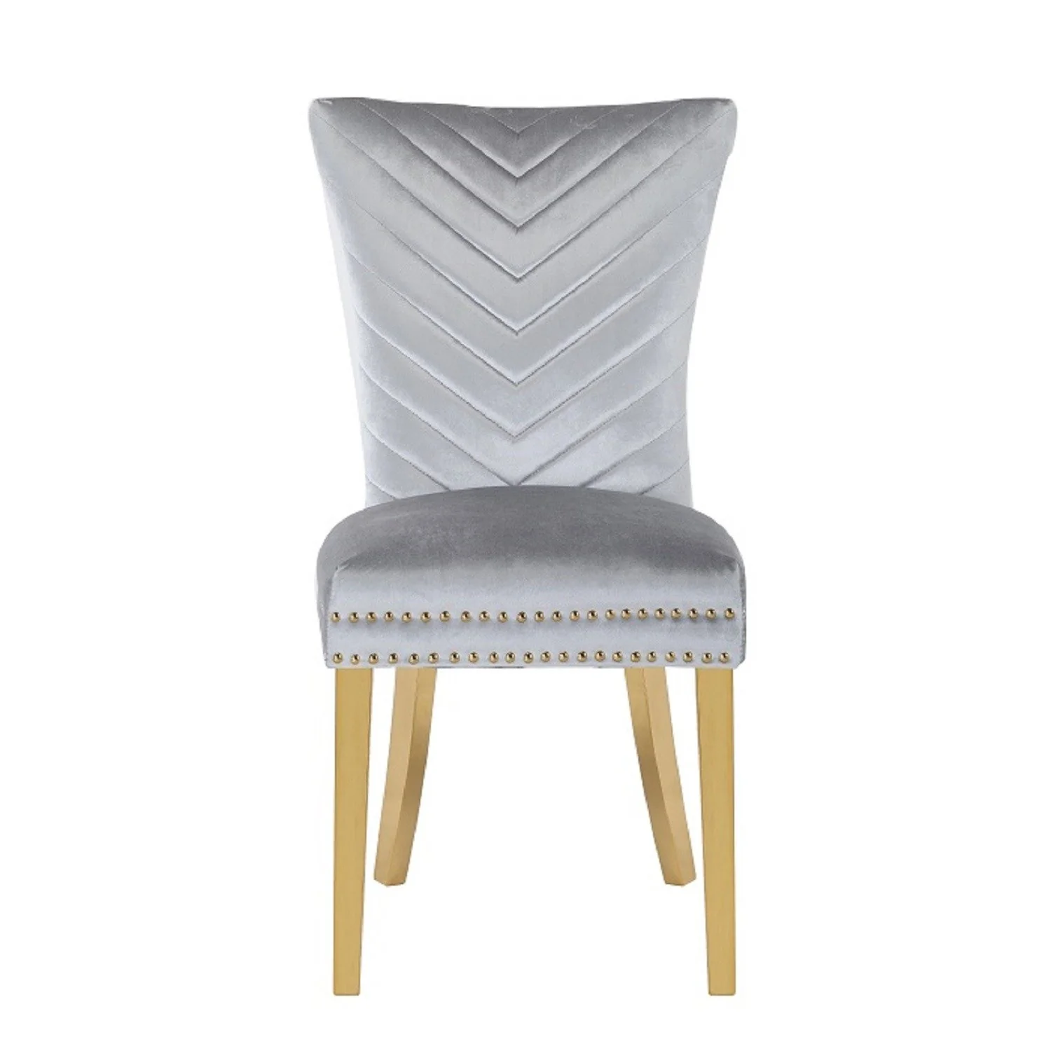 Eva Gold  Legs Chair Finish with Velvet Fabric in Light Gray - Image 5