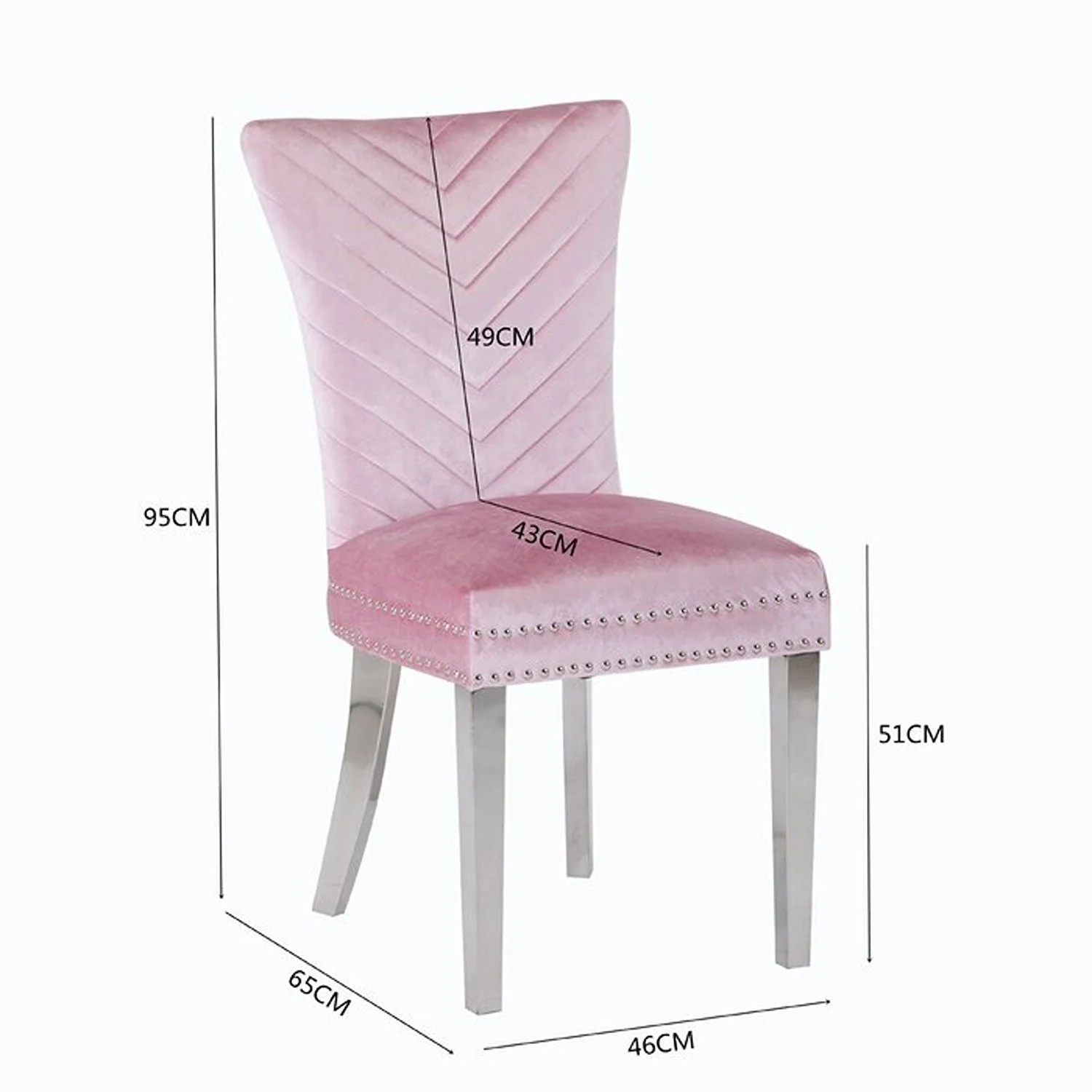 Eva Stainless Steel Legs Chair Finish with Velvet Fabric in Beige - Image 2