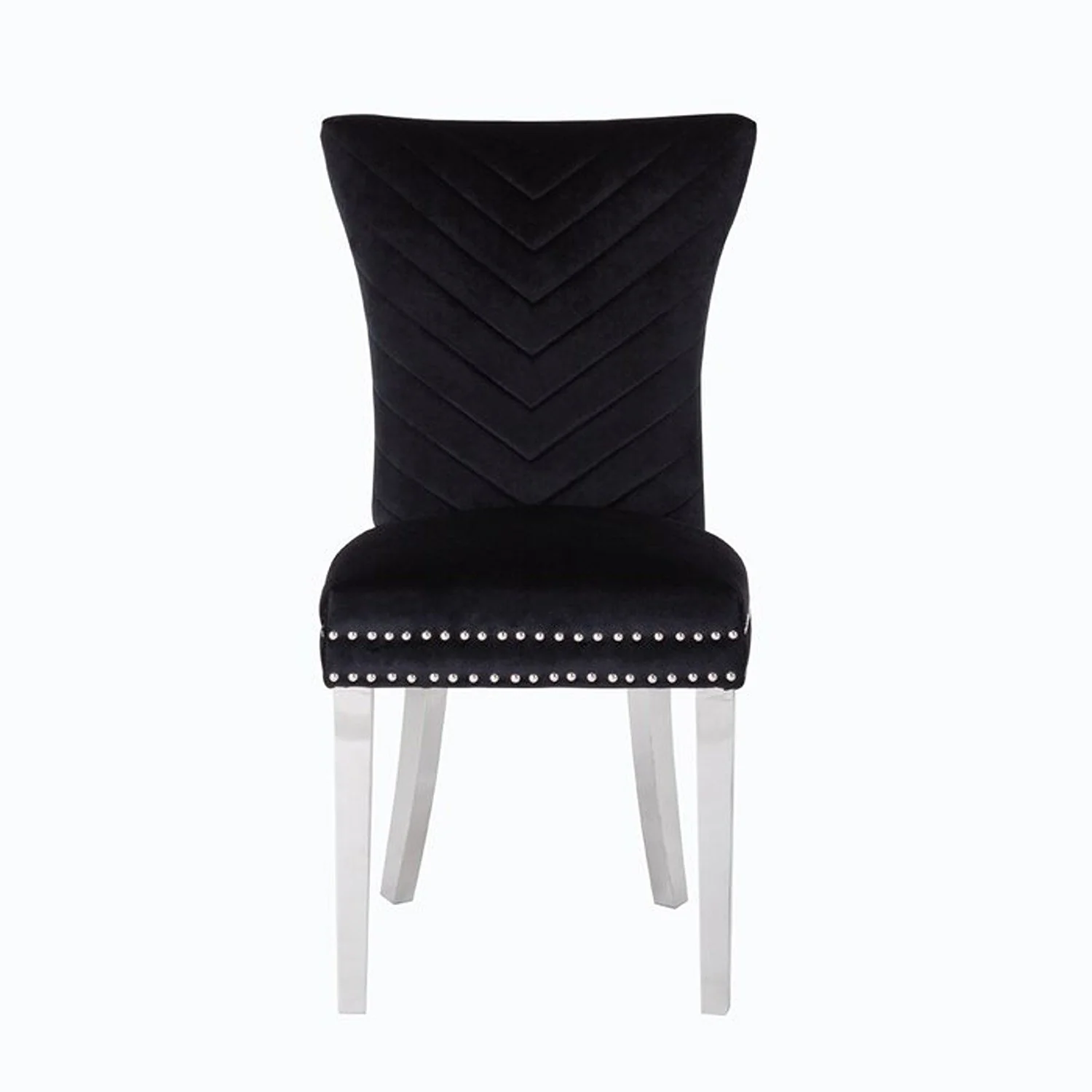 Eva Stainless Steel Legs Chair Finish with Velvet Fabric in Black - Image 3