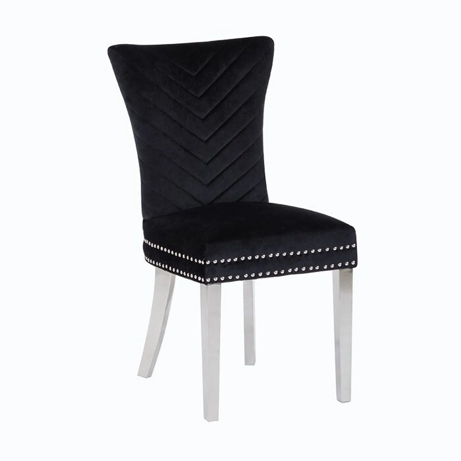Eva Stainless Steel Legs Chair Finish with Velvet Fabric in Black - Image 4
