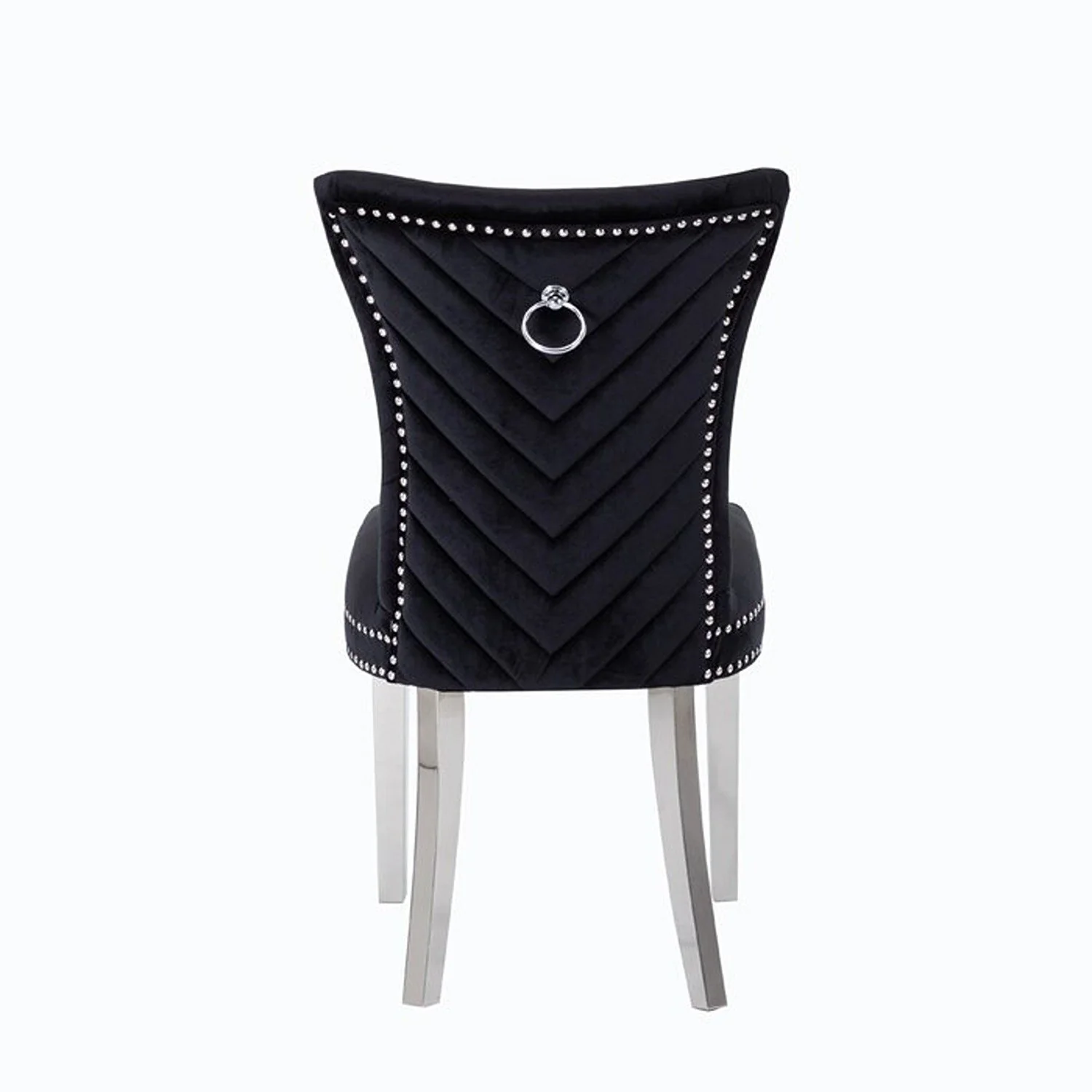 Eva Stainless Steel Legs Chair Finish with Velvet Fabric in Black - Image 5