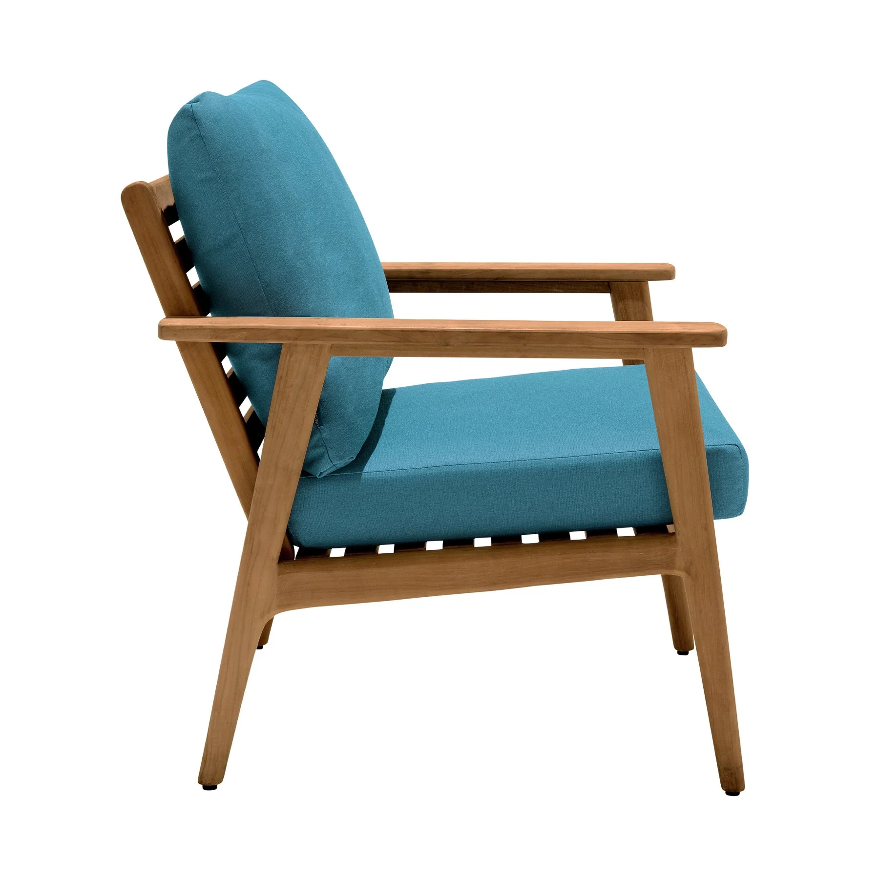 Eve Outdoor 4 Piece Teak Wood Sofa Seating Set with Teal Olefin - Image 5