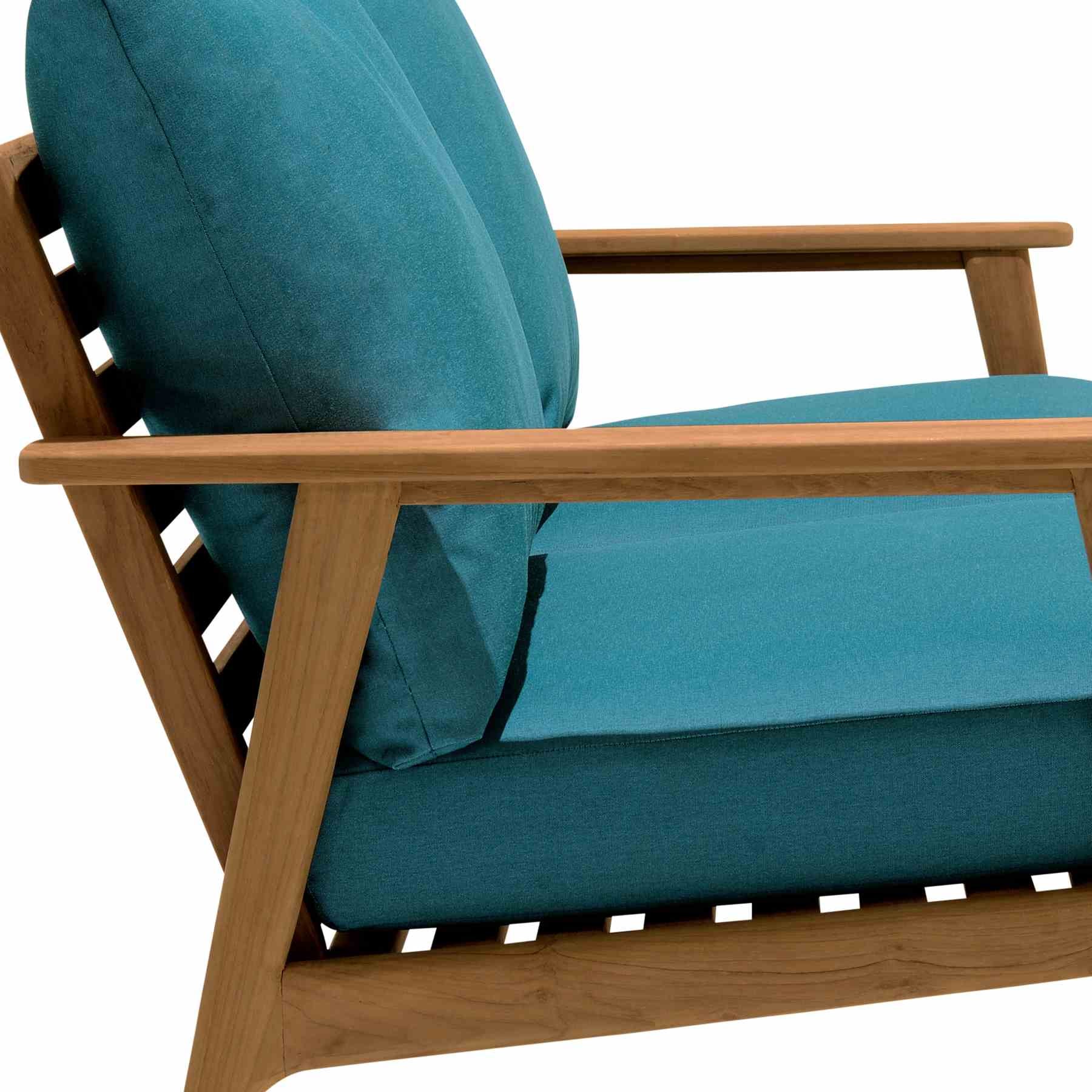 Eve Outdoor Teak Wood Sofa with Teal Olefin - Image 5