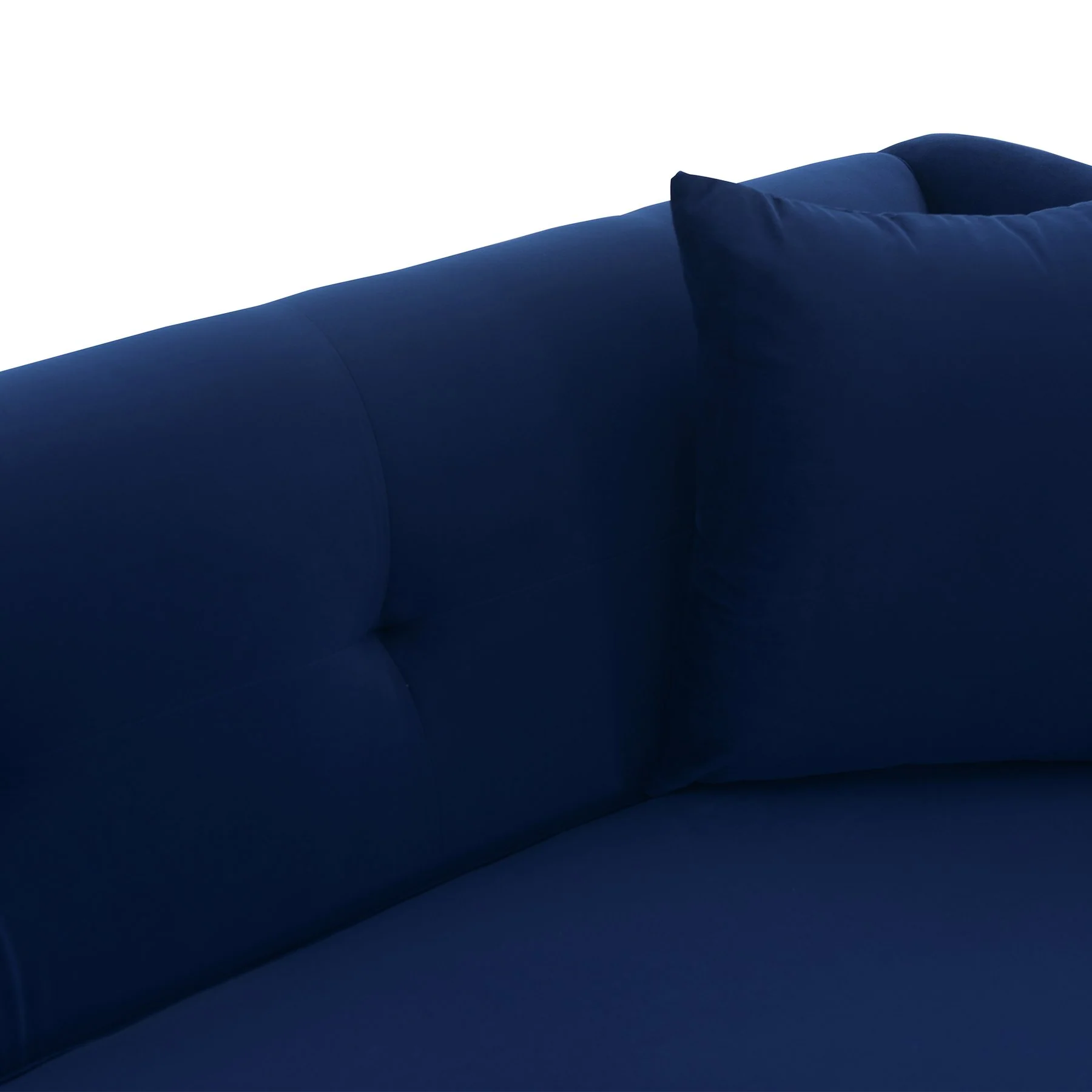 Everest 90" Blue Fabric Upholstered Sofa with Brushed Gold Legs - Image 4