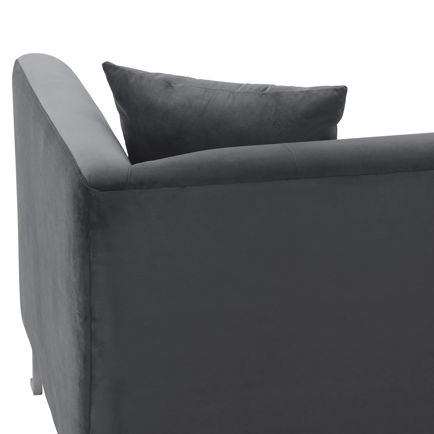 Everest 90" Gray Fabric Upholstered Sofa with Brushed Stainless Steel Legs - Image 4
