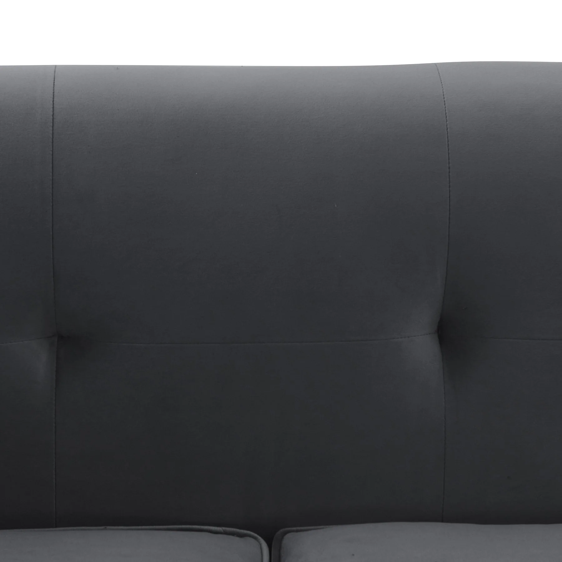 Everest 90" Gray Fabric Upholstered Sofa with Brushed Stainless Steel Legs - Image 7